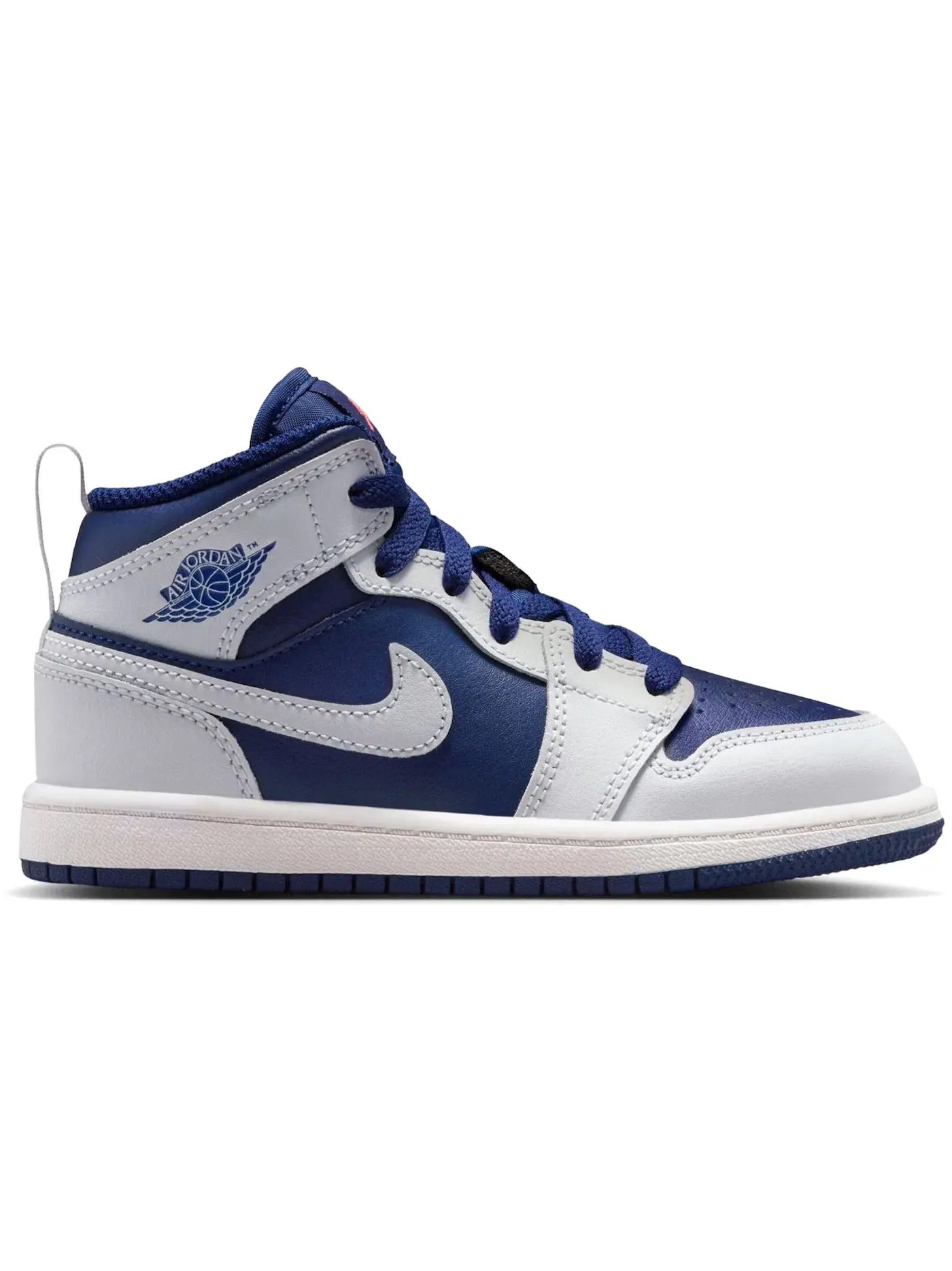 Детские кроссовки с высоким силуэтом Jordan 1 Mid — изображение 1 из 1, синий/белый//платиновый