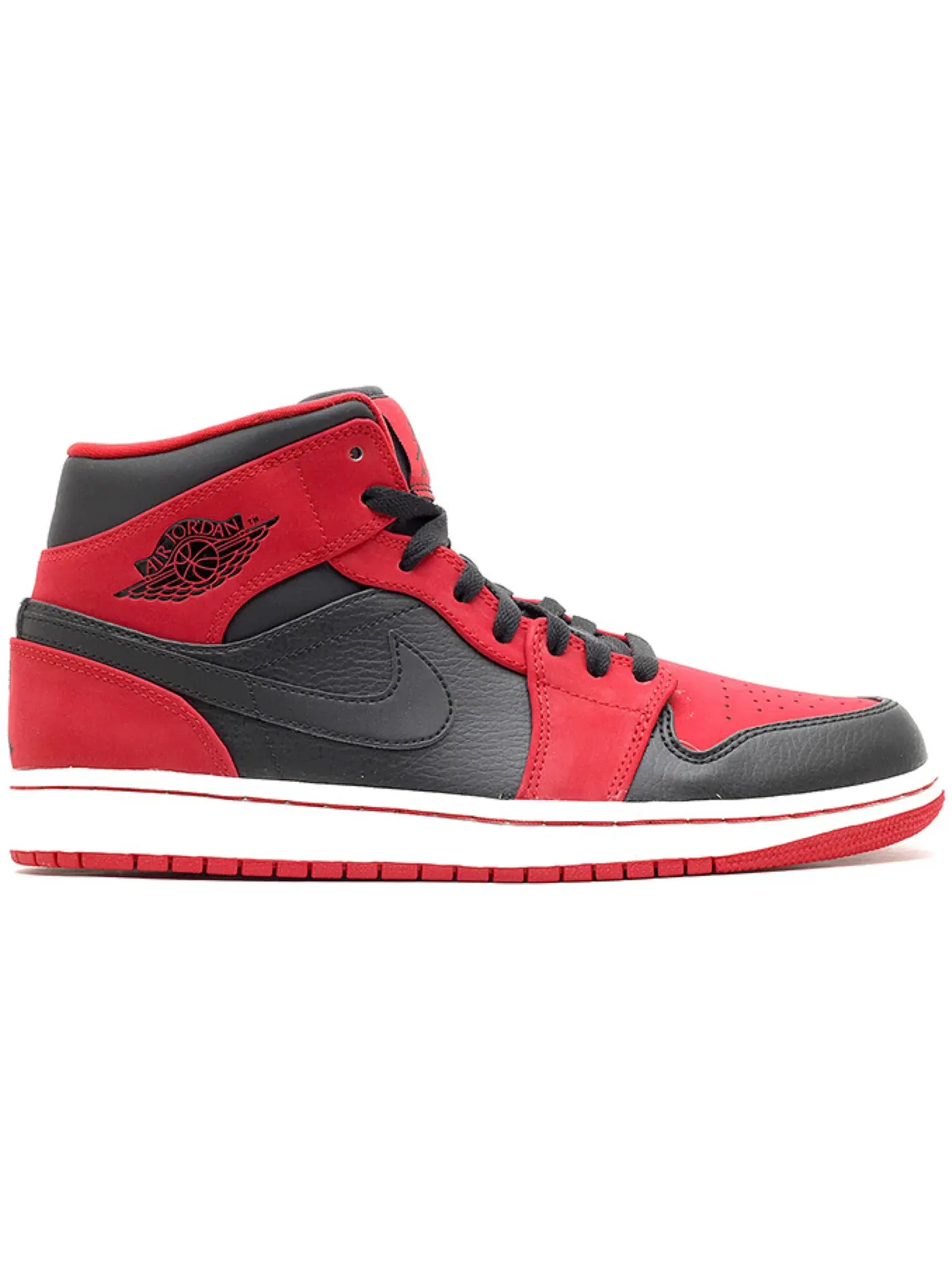 Мужские кроссовки с длинным шнурованием Jordan 1 Mid Jordan — изображение 1 из 1, черный/черный-красный