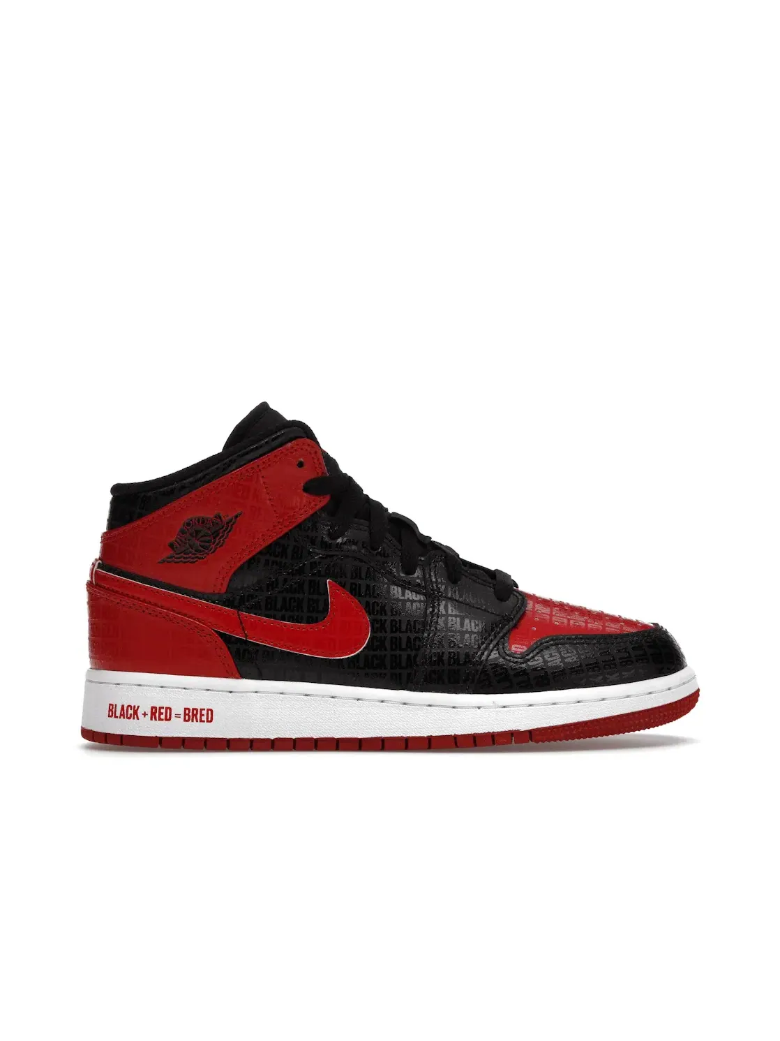 Детские кроссовки Lifestyle с верхом из кожи и текстиля Jordan 1 Mid — изображение 1 из 4, черный/красный-белый