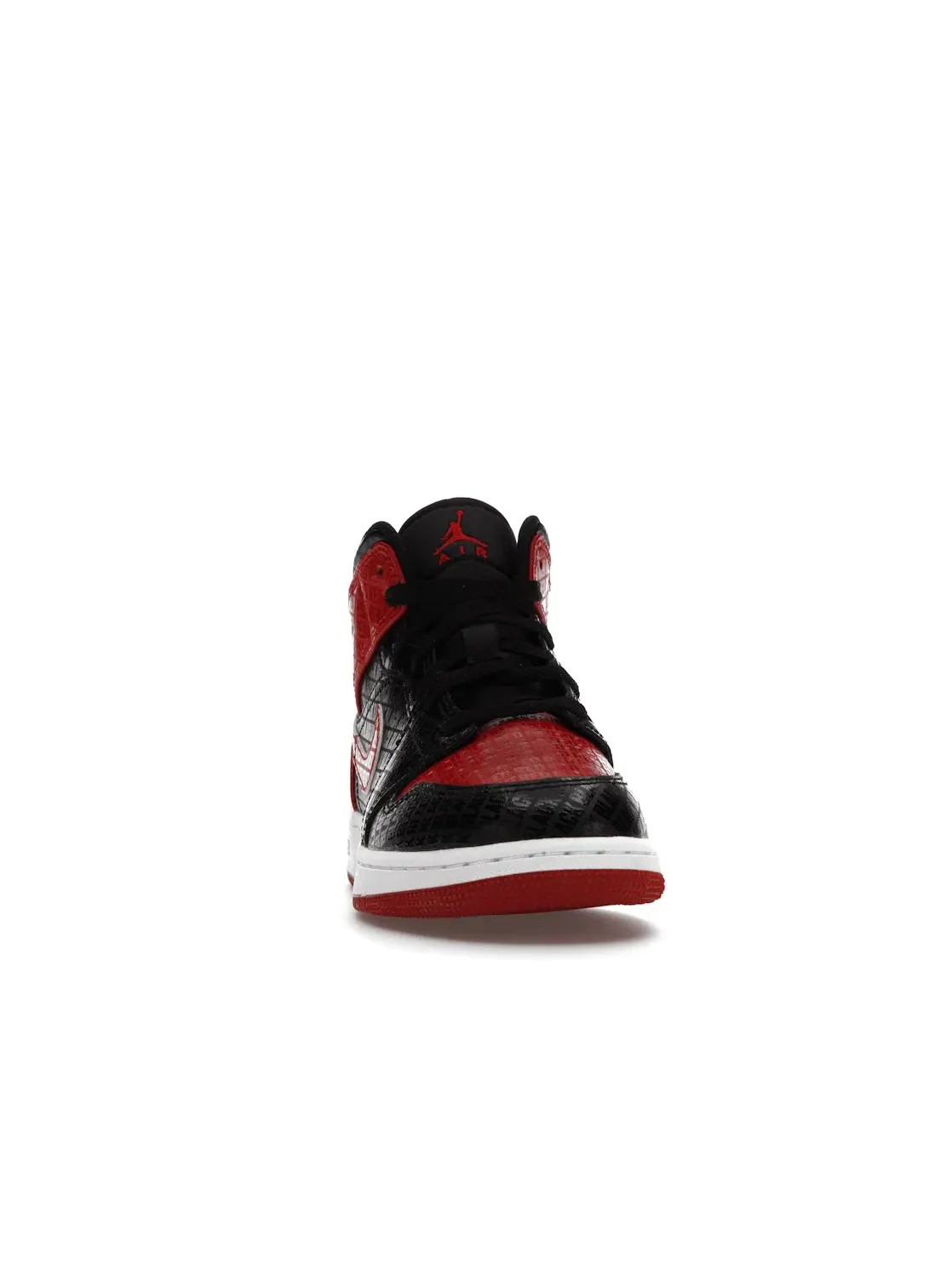 Детские кроссовки Lifestyle с верхом из кожи и текстиля Jordan 1 Mid — изображение 2 из 4, черный/красный-белый