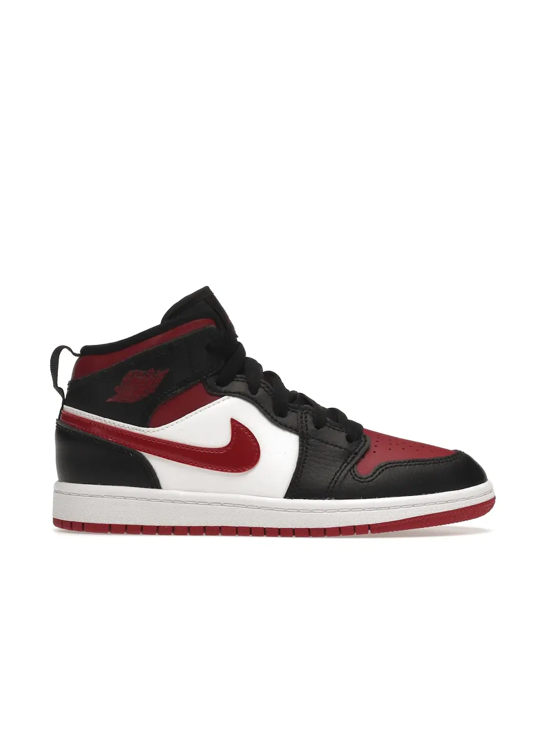 Детские кроссовки с высоким берцем Jordan 1 Mid Bred Toe Jordan — изображение 1 из 4, черный/красный-белый