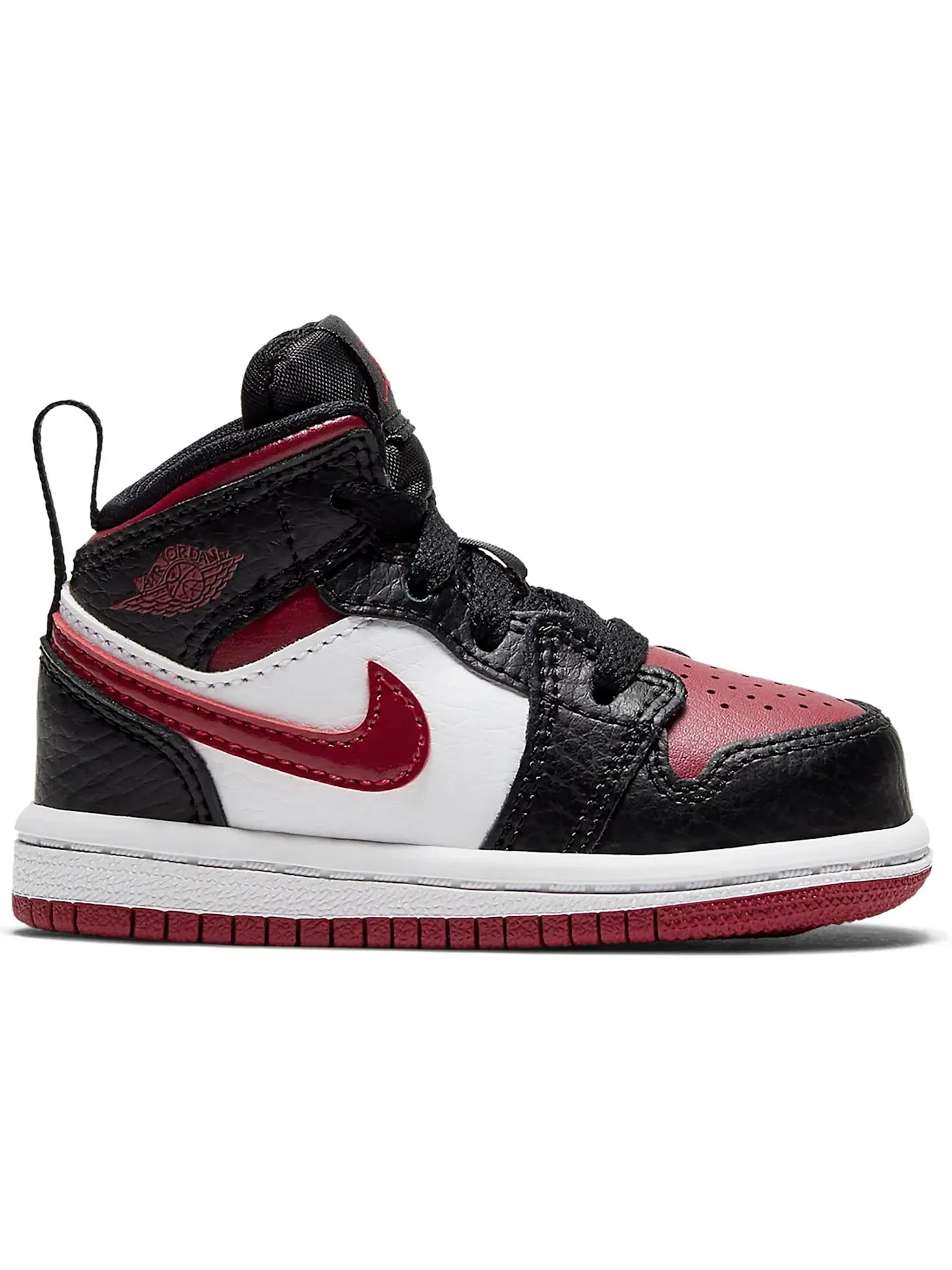 Детские кроссовки Lifestyle с принтом Jordan 1 Mid Bred Toe Jordan — изображение 1 из 1, черный/красный-белый