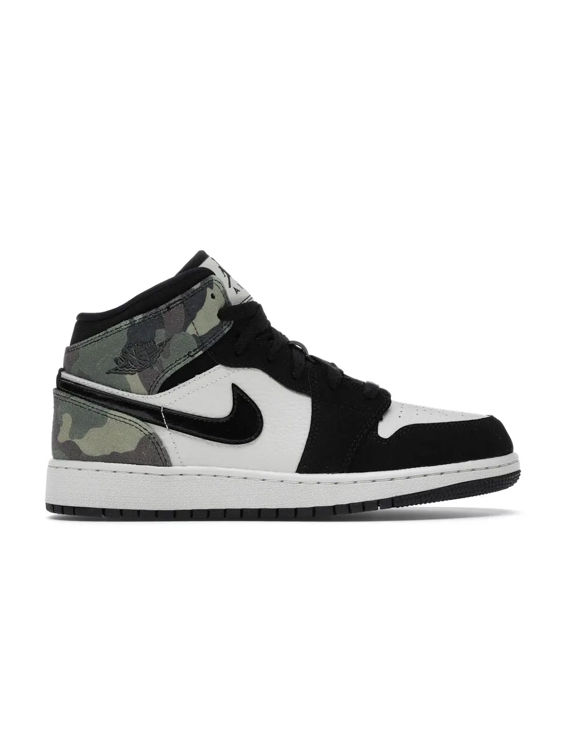 Детские кроссовки с камуфляжным принтом Jordan 1 Mid Jordan — изображение 1 из 4, светлый/черный