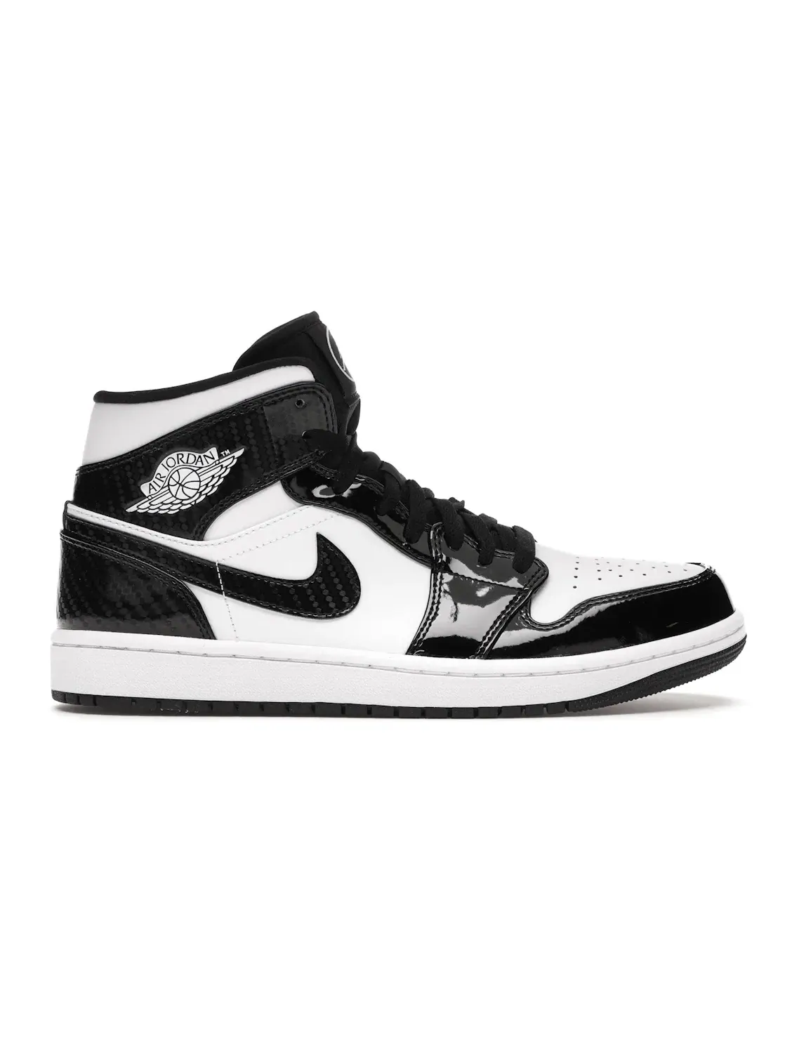 Мужские кроссовки с патентованной кожи Carbon Fiber Jordan 1 Mid Jordan — изображение 1 из 4, черный/белый-черный
