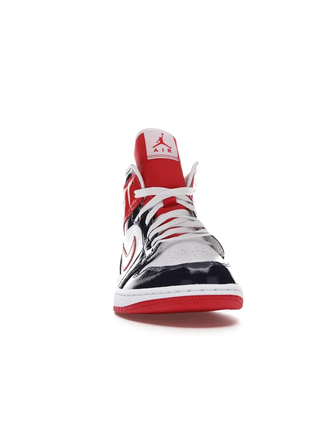 Женские кроссовки кожаные с патентной кожей Jordan 1 Mid — изображение 2 из 4, темно-синий/красный