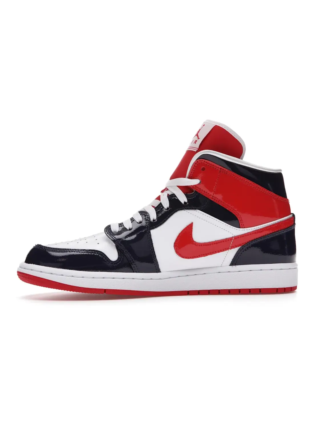 Женские кроссовки кожаные с патентной кожей Jordan 1 Mid — изображение 3 из 4, темно-синий/красный