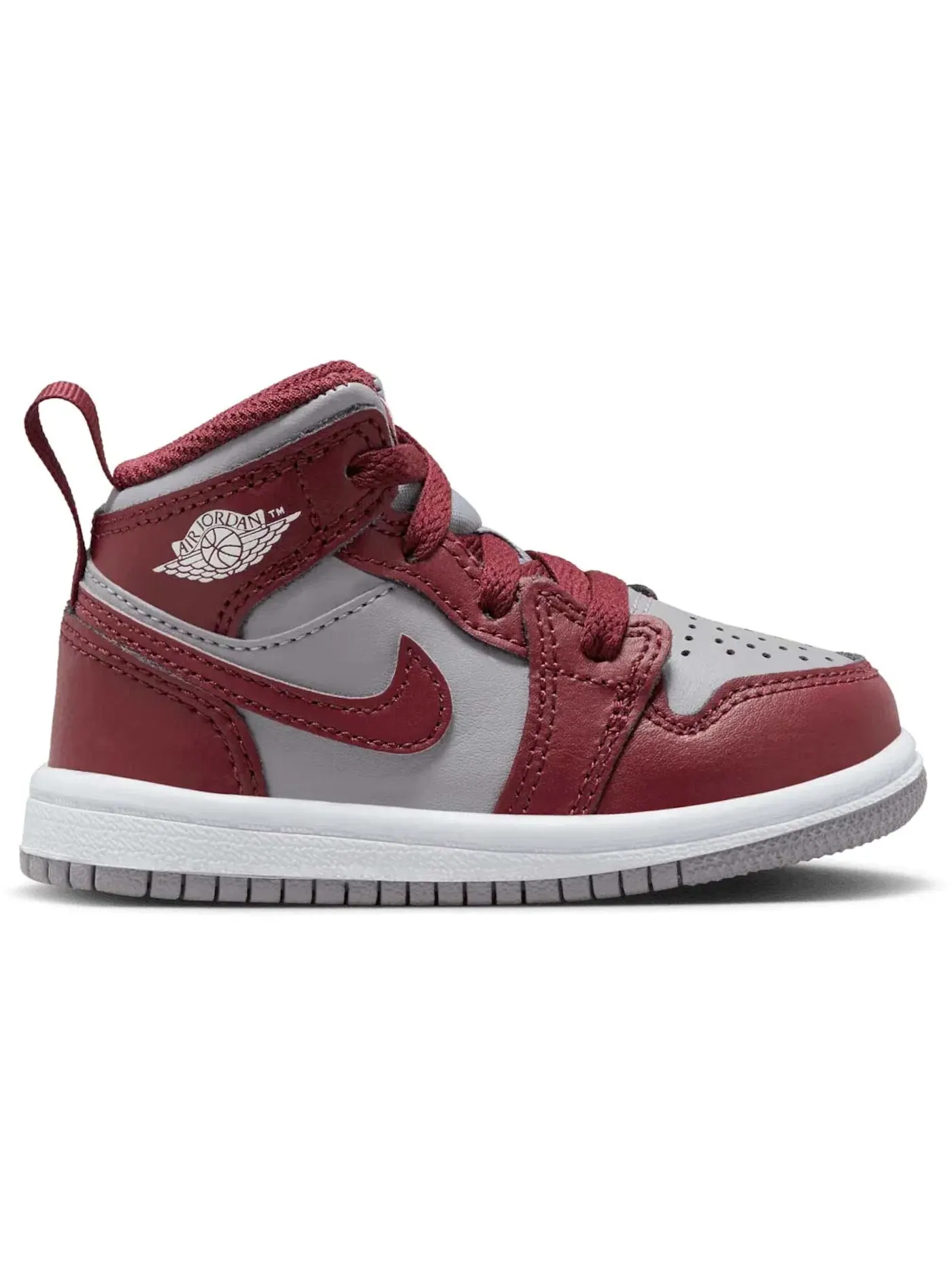 Детские кроссовки с высоким берцем Jordan 1 Mid Cherrywood Red — изображение 1 из 1, красный/серый/белый
