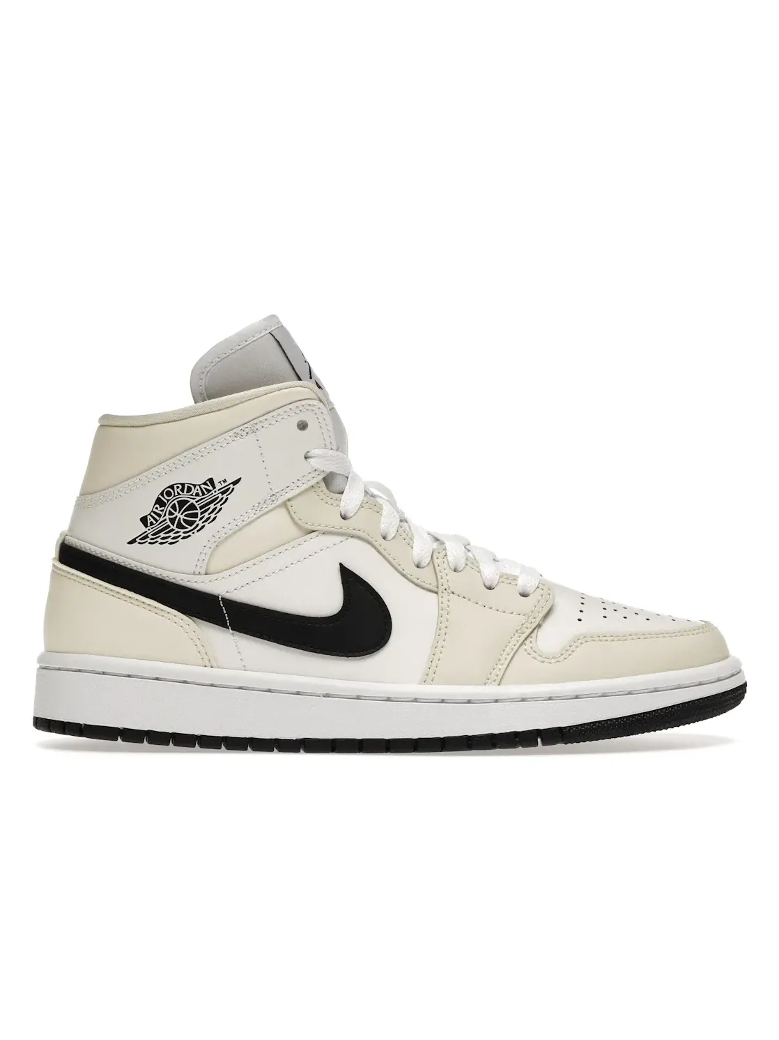 Женские кроссовки Lifestyle с кожаным верхом Jordan 1 Mid Coconut Milk Jordan — изображение 1 из 4, черный-белый-белый