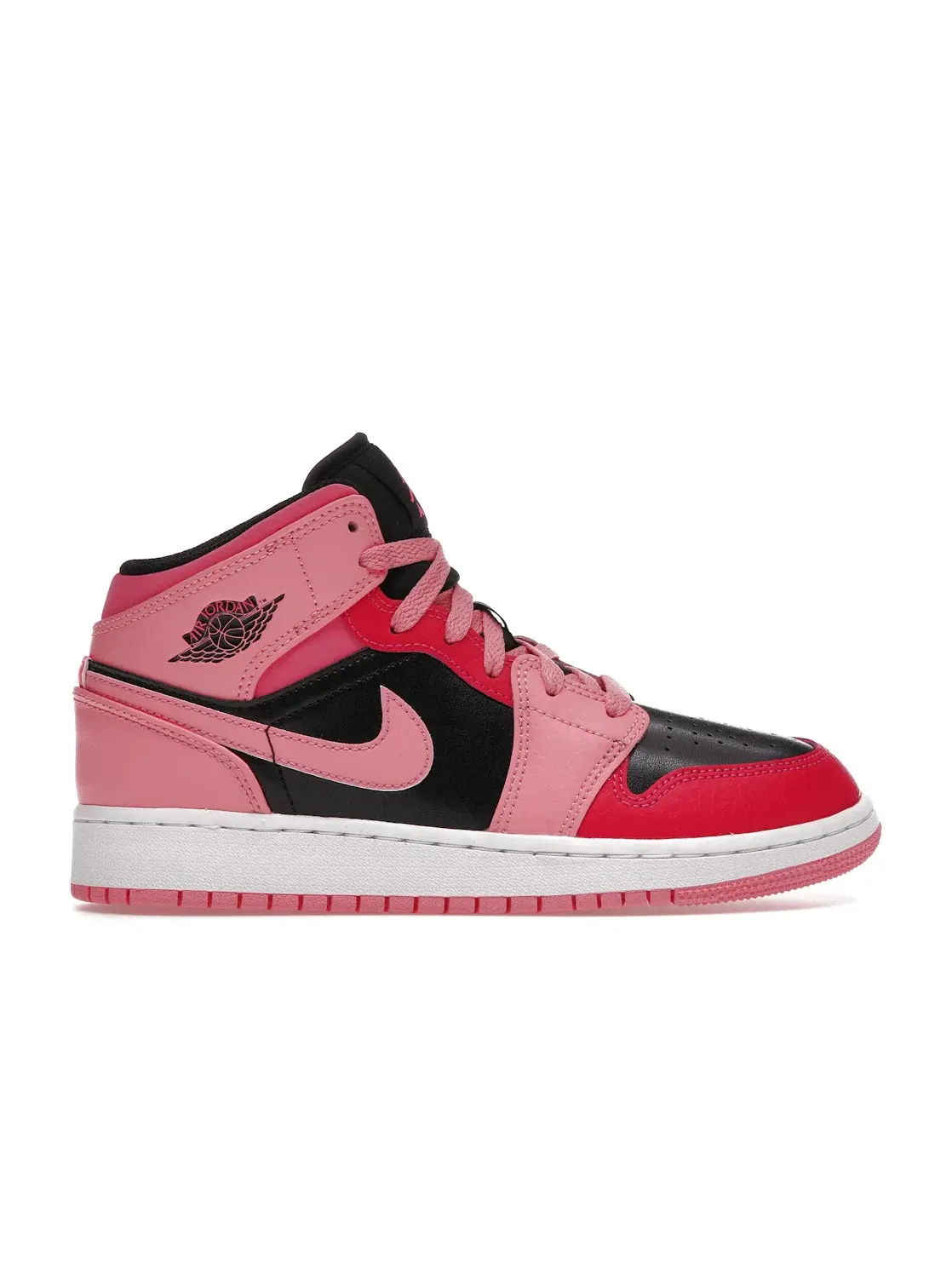 Детские кроссовки с цветными вставками Jordan 1 Mid Jordan — изображение 1 из 4, розовый/черный