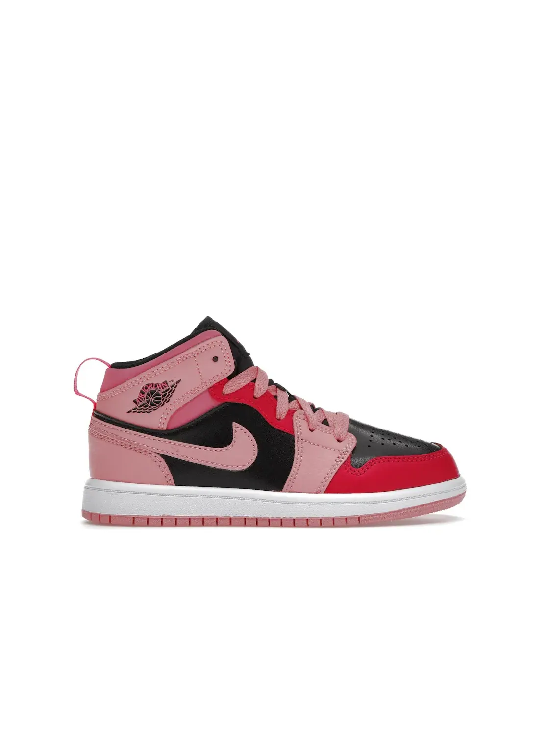Детские кроссовки для мальчиков с контрастными деталями Jordan 1 Mid Coral Chalk Jordan — изображение 1 из 4, розовый/черный