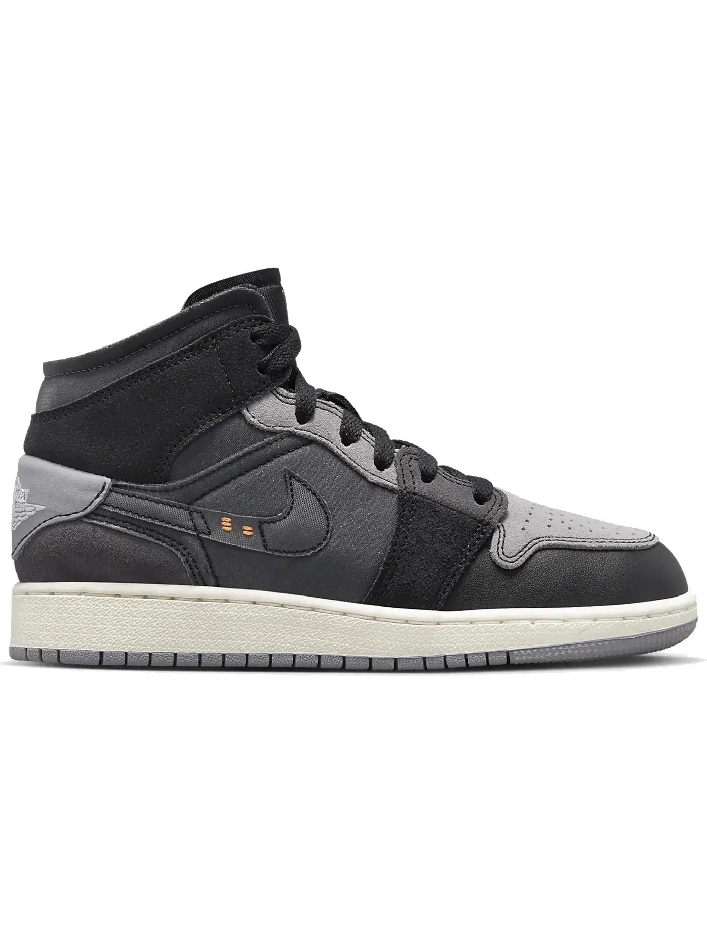 Детские кроссовки с деконструированным дизайном Jordan 1 Mid Craft Inside Out Black (GS) Jordan — изображение 1 из 1