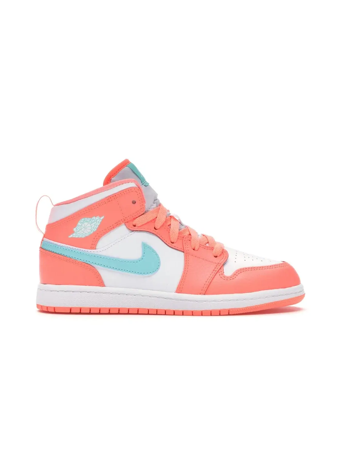 Детские кроссовки Lifestyle с высоким берцем Jordan 1 Mid Jordan Crimson Pulse/Light Aqua-White — изображение 1 из 4