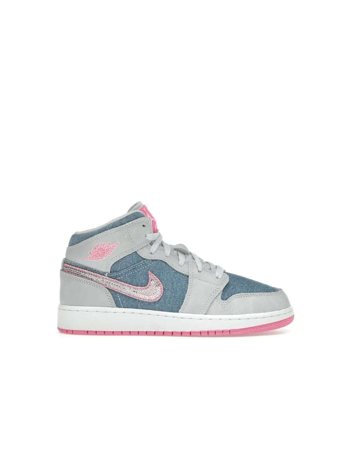 Детские кроссовки Lifestyle с принтом Jordan 1 Mid Jordan — изображение 1 из 4, белый/розовый
