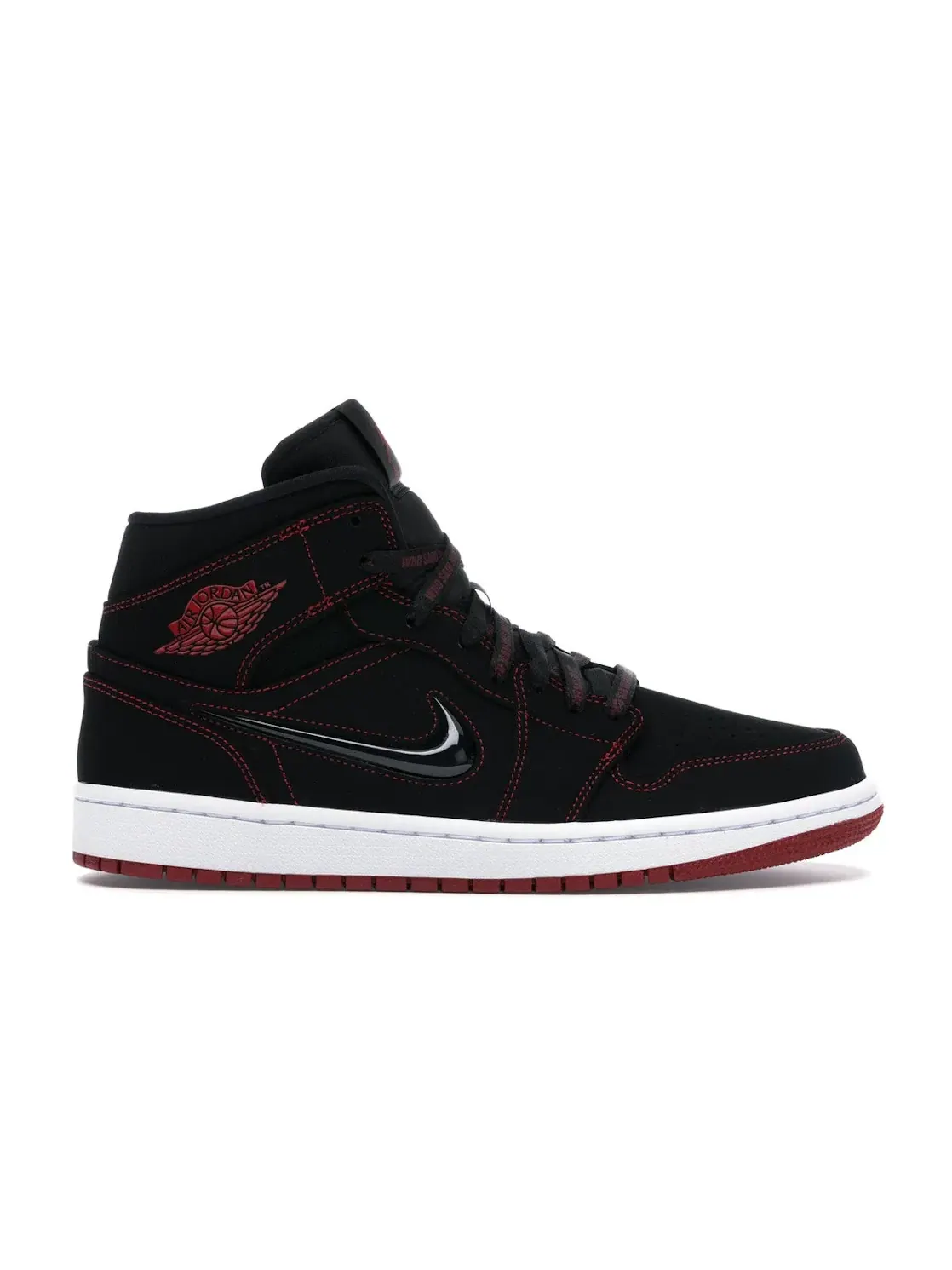 Мужские кроссовки с кожаным верхом Jordan 1 Mid — изображение 1 из 4, черный/красный-белый