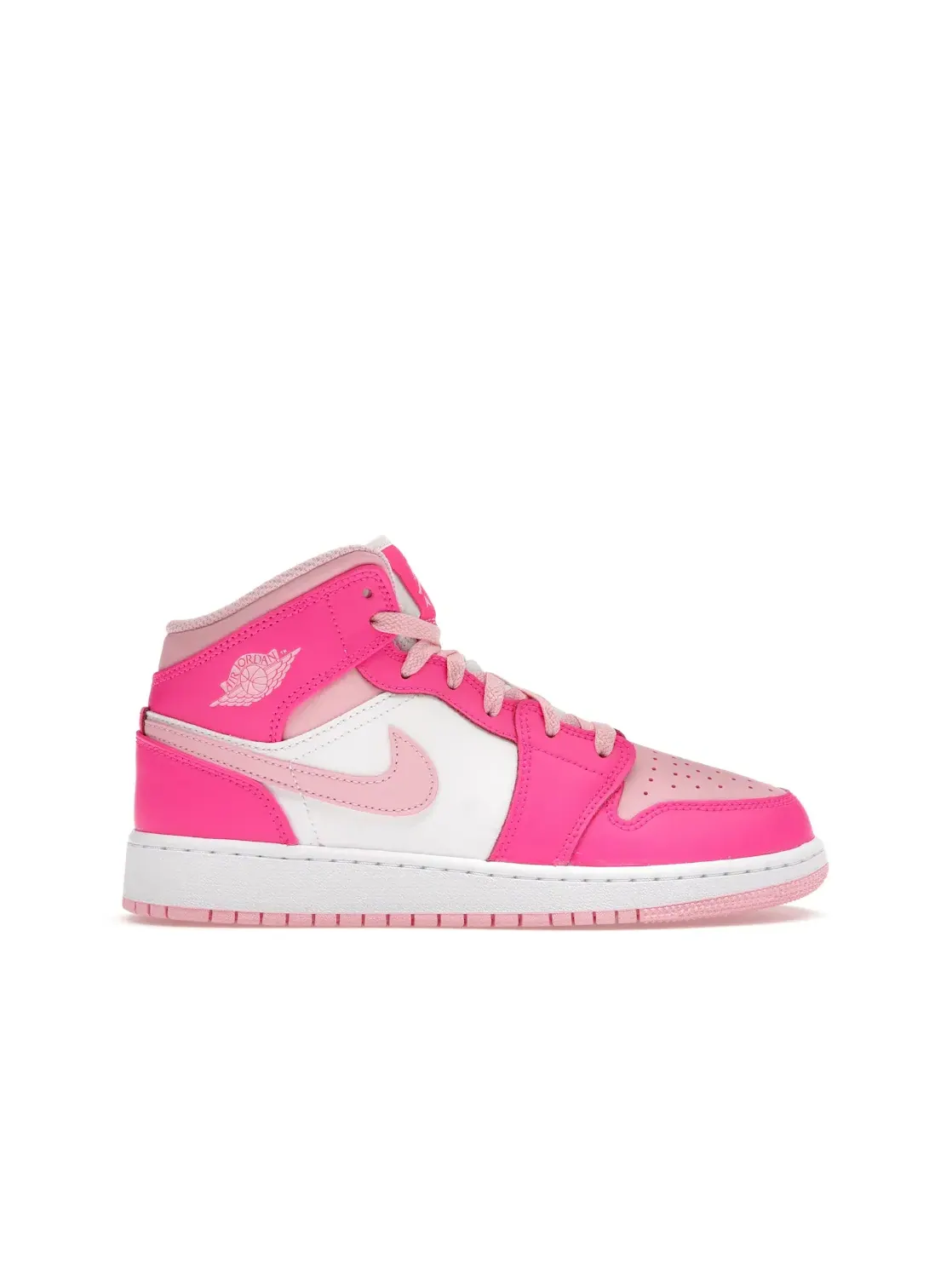 Детские кроссовки Lifestyle с цветным акцентом Jordan 1 Mid Fierce Pink Jordan — изображение 1 из 4, белый/розовый/розовый