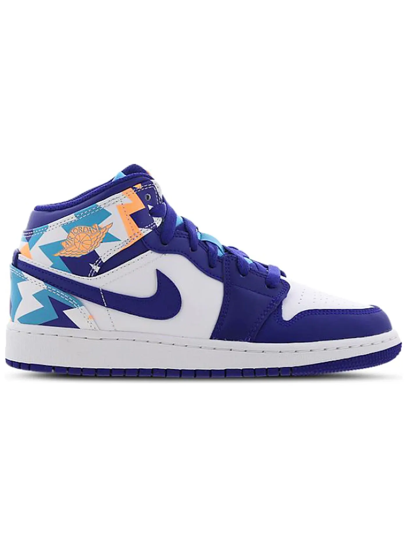 Детские кроссовки с принтом Jordan 1 Mid Geometric Print Jordan — изображение 1 из 1, белый/синий-мульти