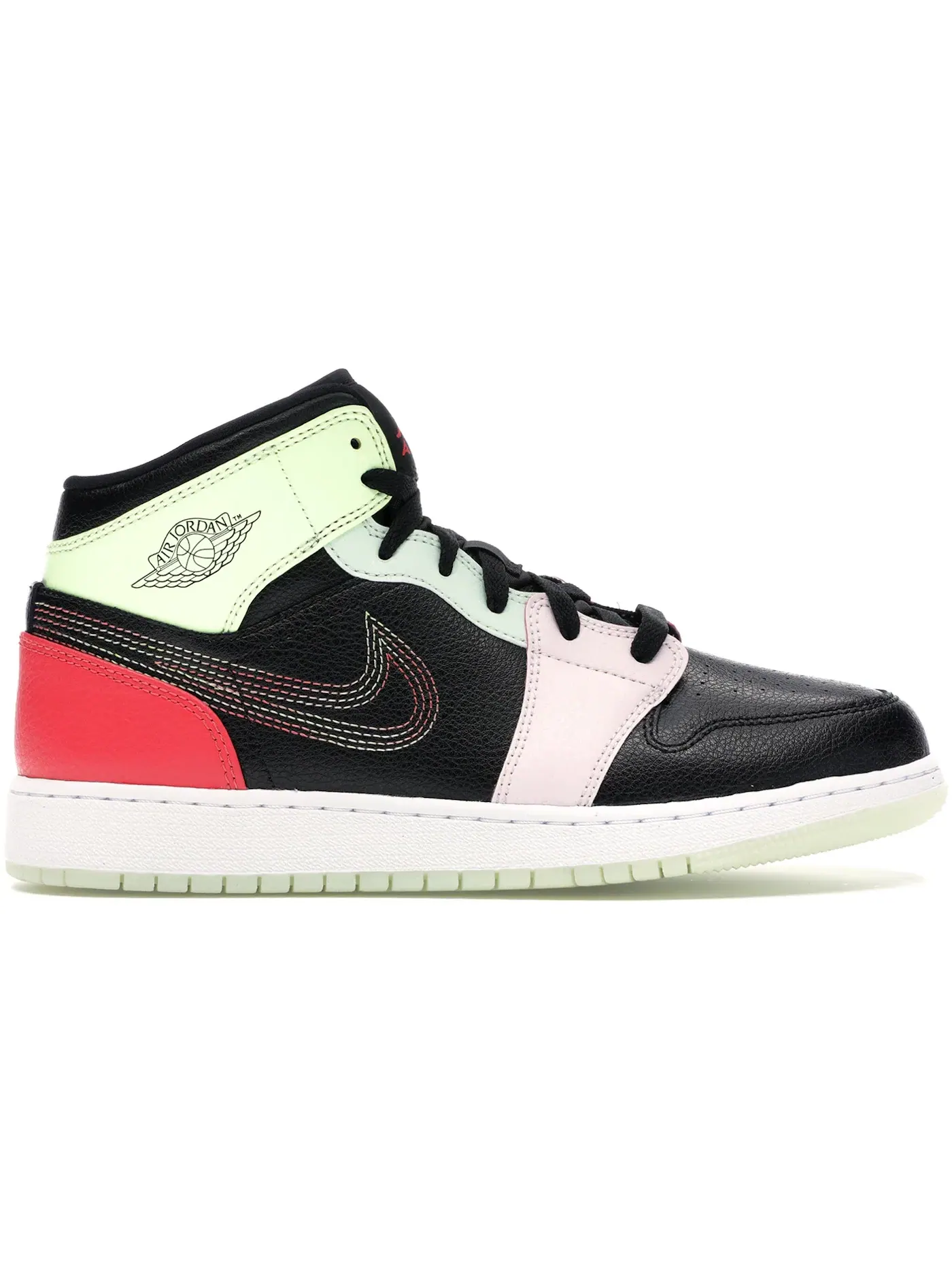 Детские кроссовки с эффектом свечения Jordan 1 Mid Jordan — изображение 1 из 1, черный/--светлый розовый