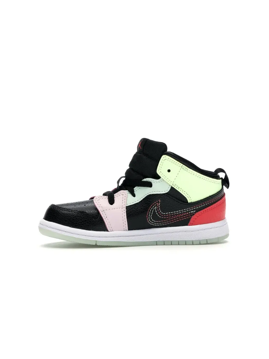 Детские кроссовки с принтом Jordan 1 Mid Glow-In-The-Dark Jordan — изображение 3 из 4, черный/--светлый розовый