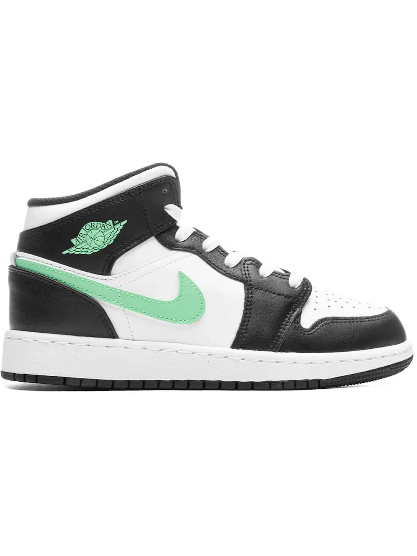 Детские кроссовки с принтом Jordan 1 Mid Jordan — изображение 1 из 1, белый/черный/зеленый