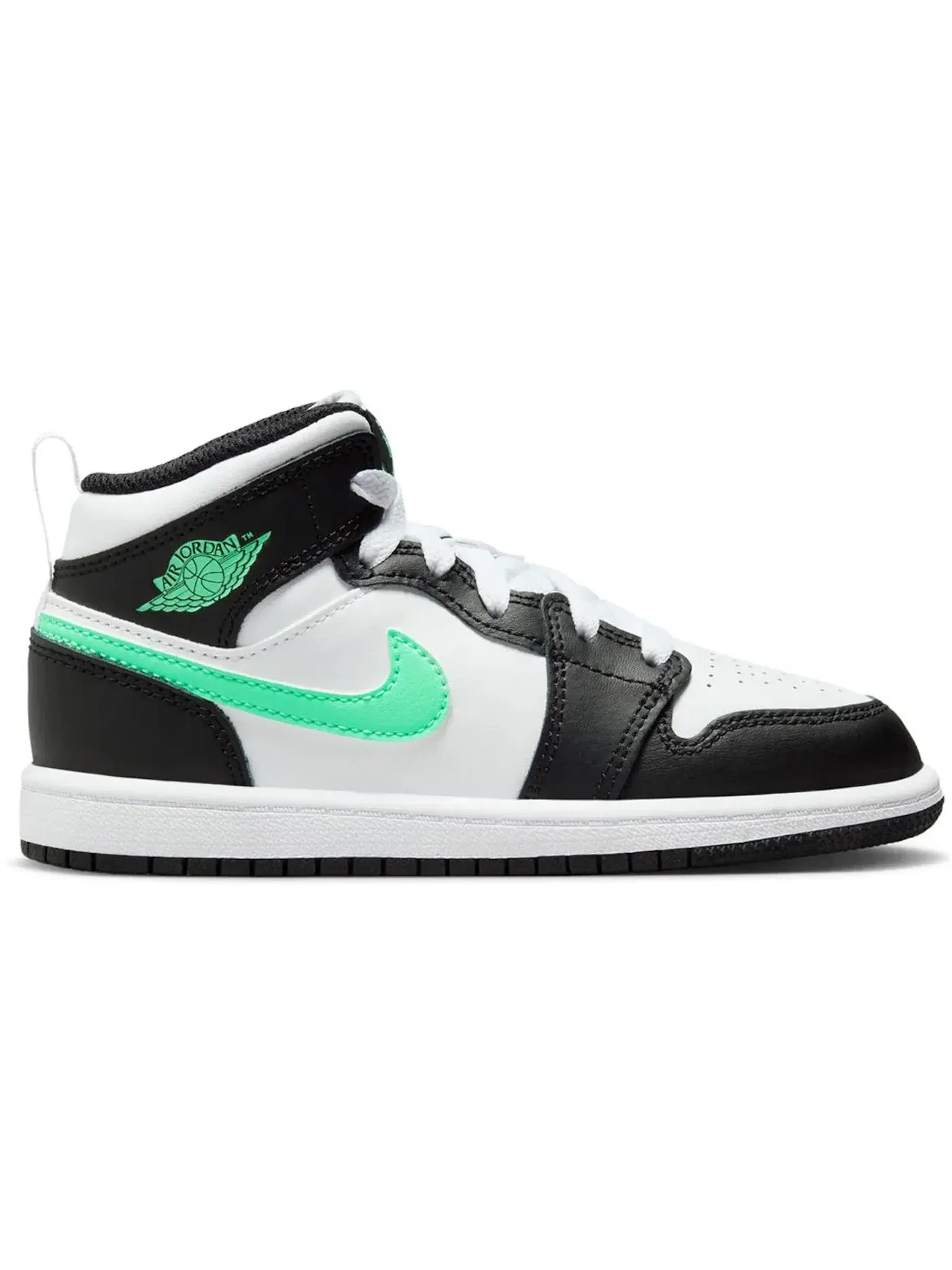 Детские кроссовки Lifestyle с принтом Jordan 1 Mid Green Glow — изображение 1 из 1, белый/черный/зеленый