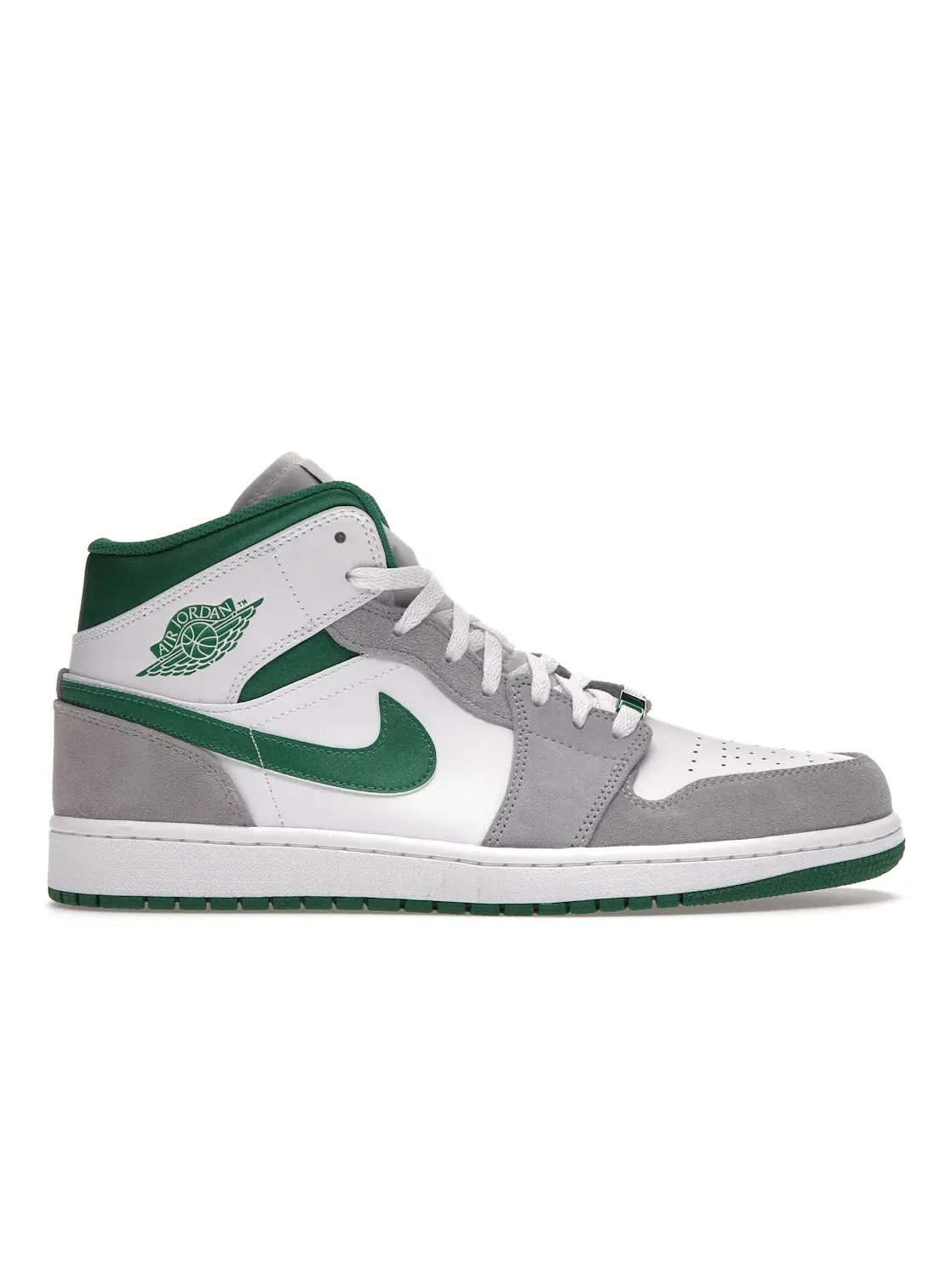 Мужские кроссовки с замшевыми накладками Jordan 1 Mid SE Jordan — изображение 1 из 4, белый/серый-зеленый