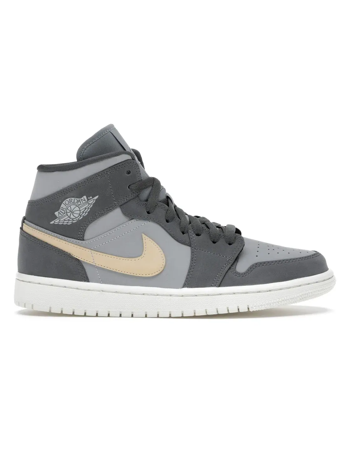 Женские кроссовки с замшевым верхом Jordan 1 Mid — изображение 1 из 4, серый/светлый-белый