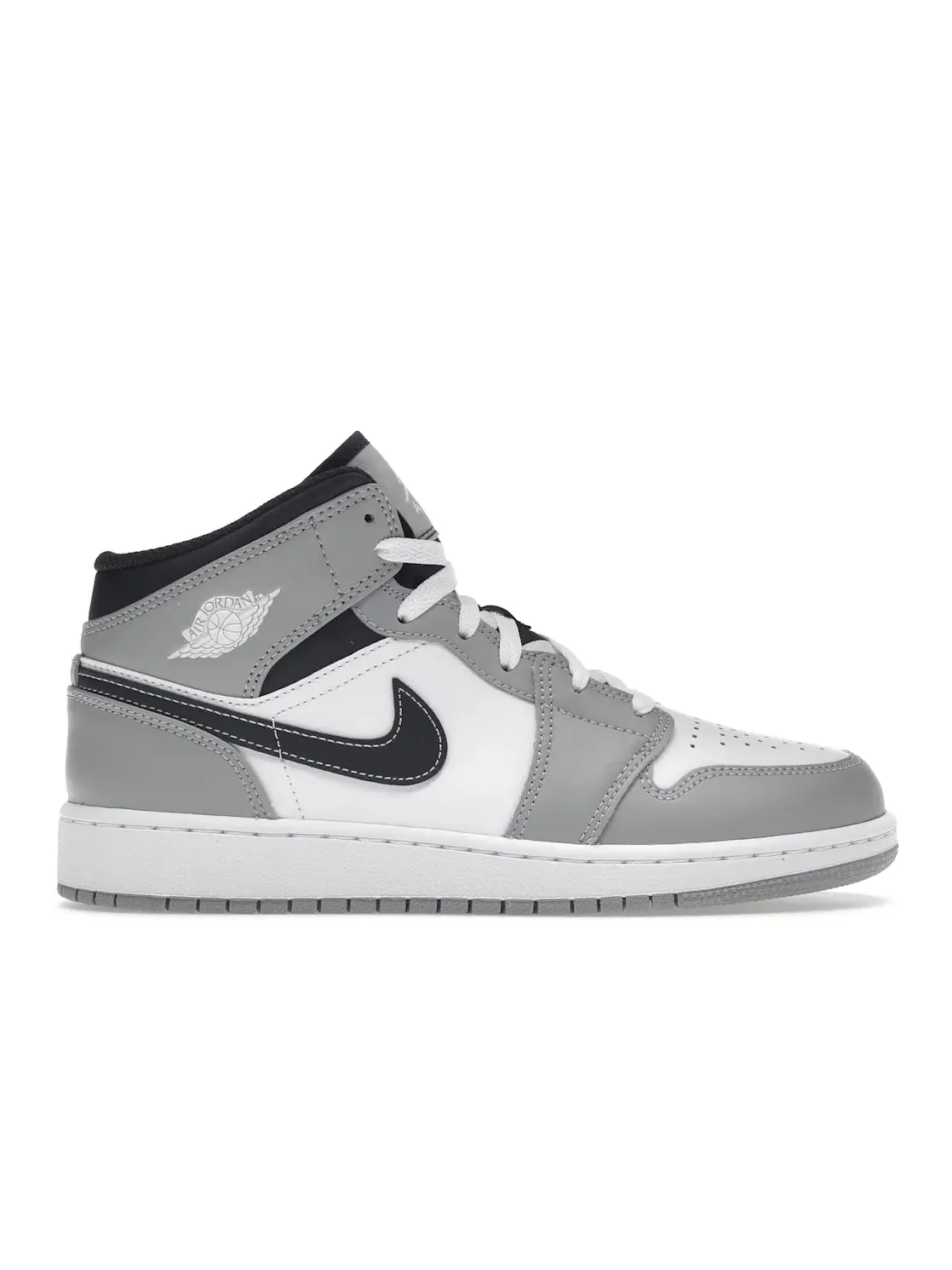 Детские кроссовки Lifestyle с принтом Jordan 1 Mid Greyscale (GS) Jordan — изображение 1 из 4, серый/черный//белый