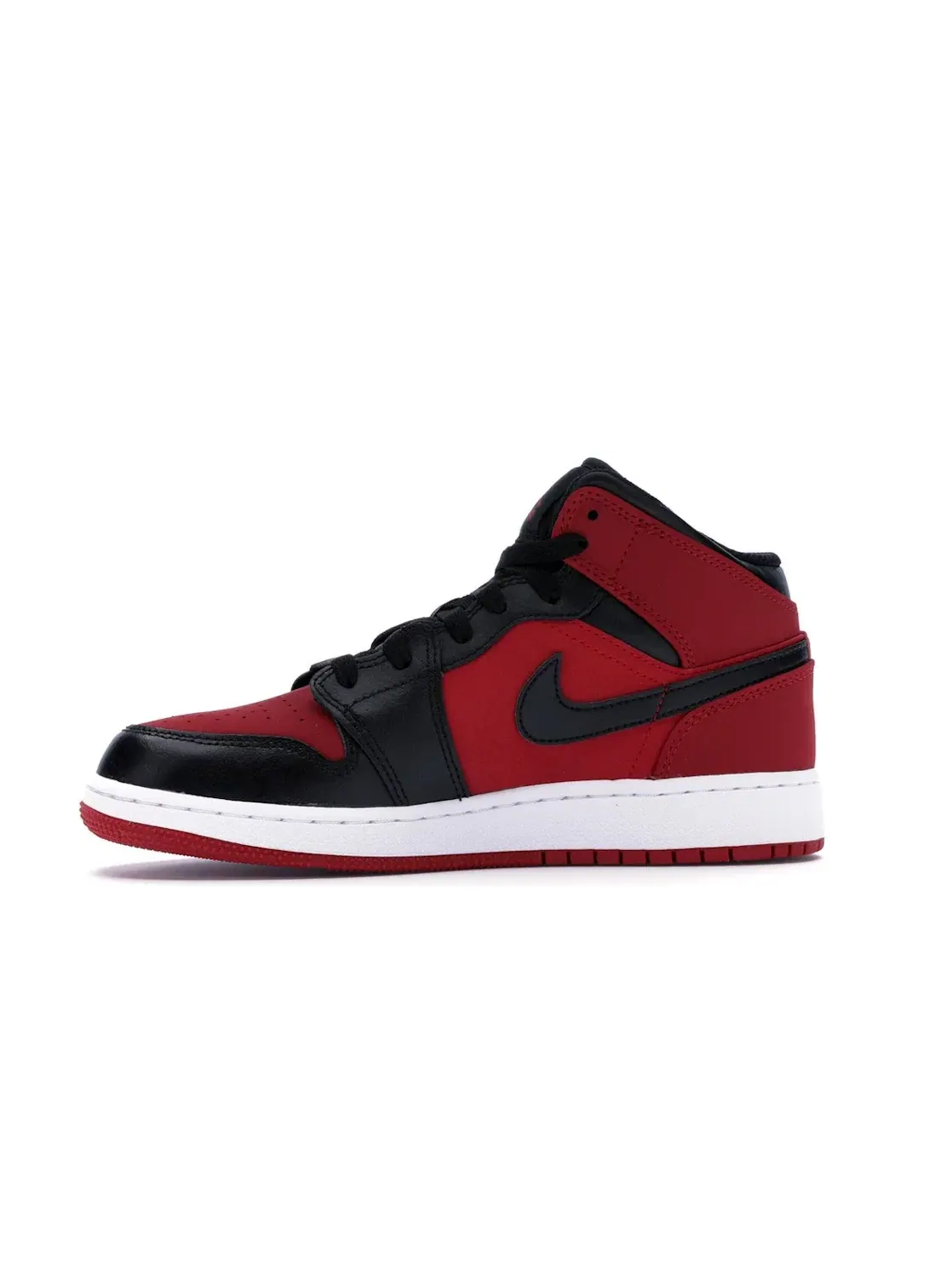 Детские кроссовки для мальчиков с патент-кожей Jordan 1 Mid Jordan — изображение 3 из 4, красный/черный-белый