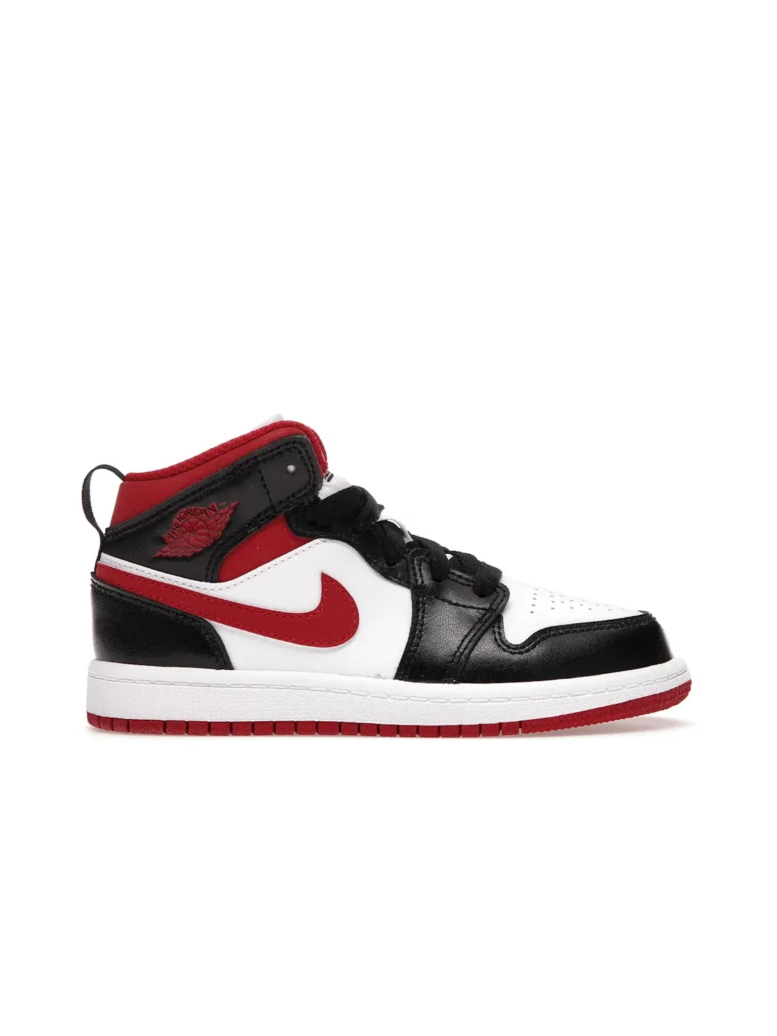 Детские кроссовки с кожаным верхом Jordan 1 Mid — изображение 1 из 4, белый/красный-черный