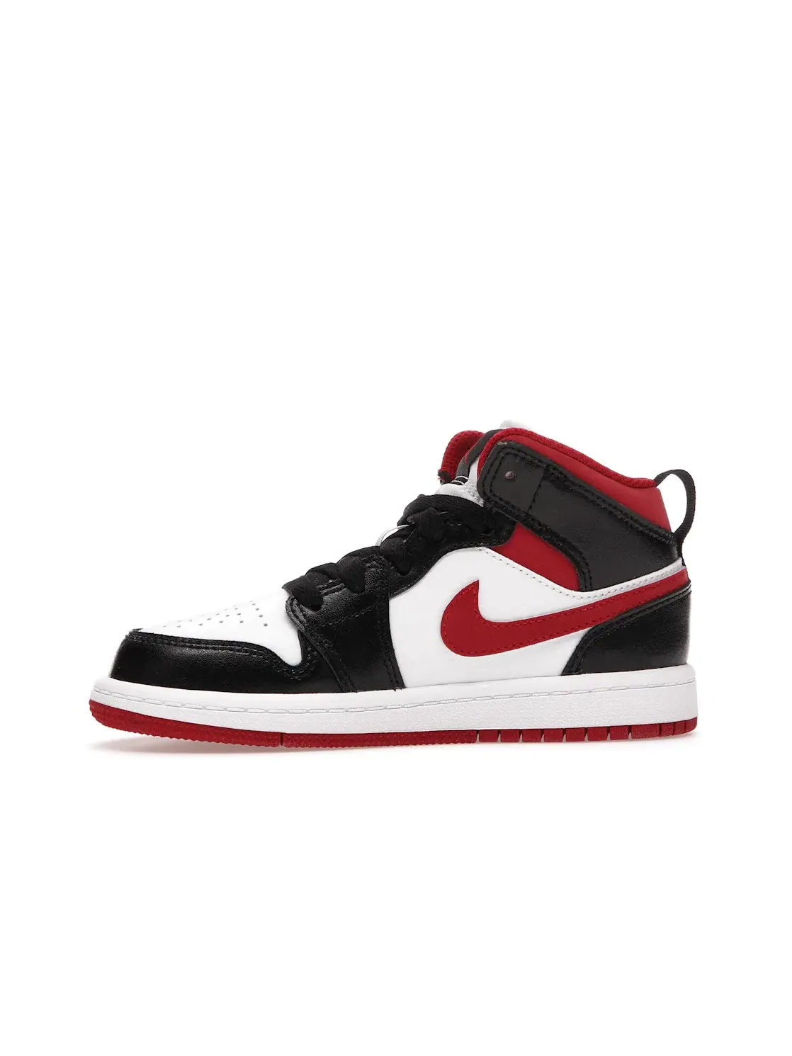 Детские кроссовки с кожаным верхом Jordan 1 Mid — изображение 3 из 4, белый/красный-черный