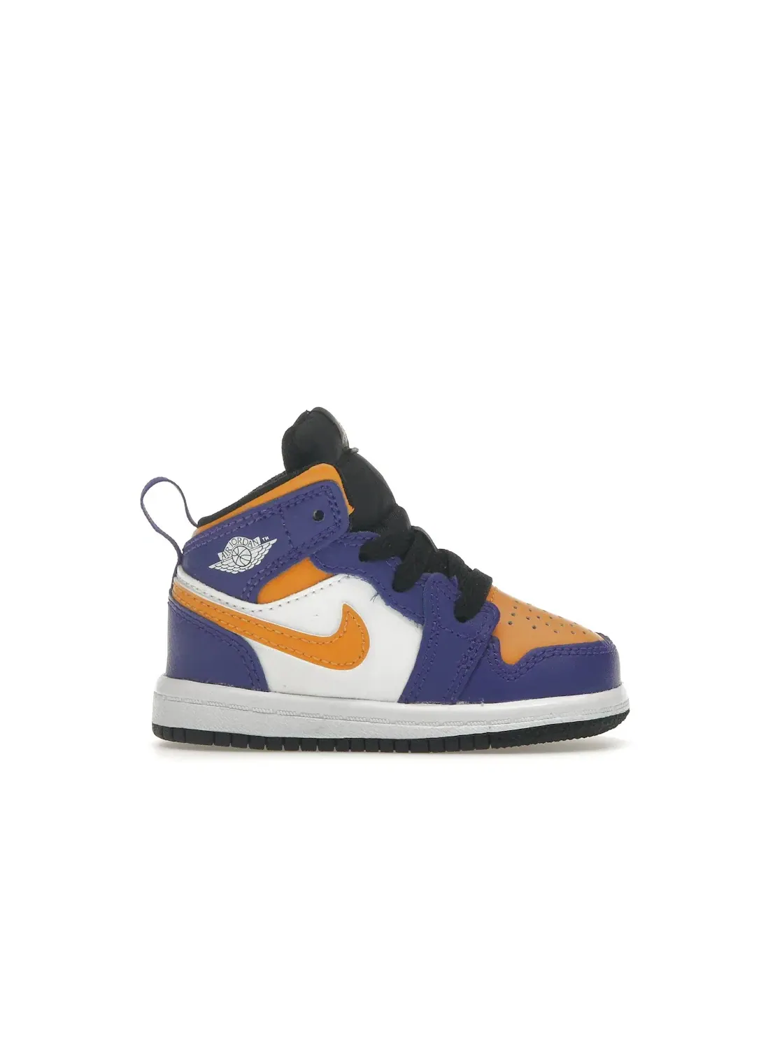 Детские кроссовки Lifestyle с принтом Jordan 1 Mid Lakers (2022) (TD) Jordan — изображение 1 из 4, темный/-белый-черный