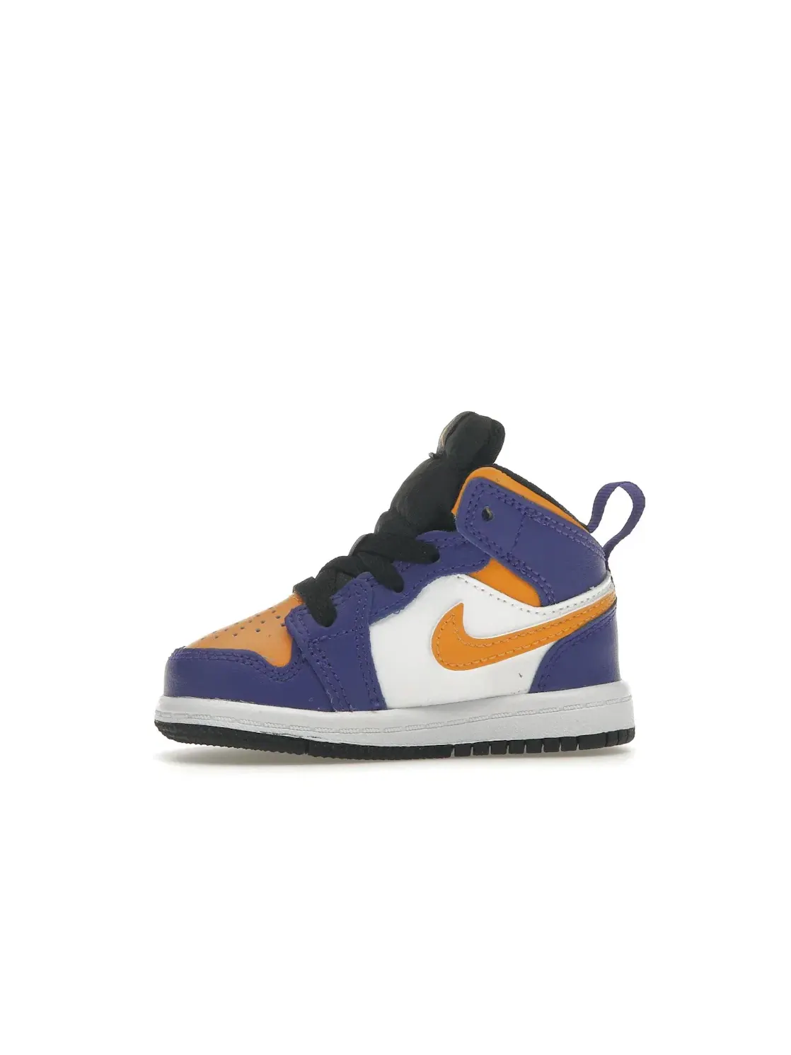 Детские кроссовки Lifestyle с принтом Jordan 1 Mid Lakers (2022) (TD) Jordan — изображение 3 из 4, темный/-белый-черный