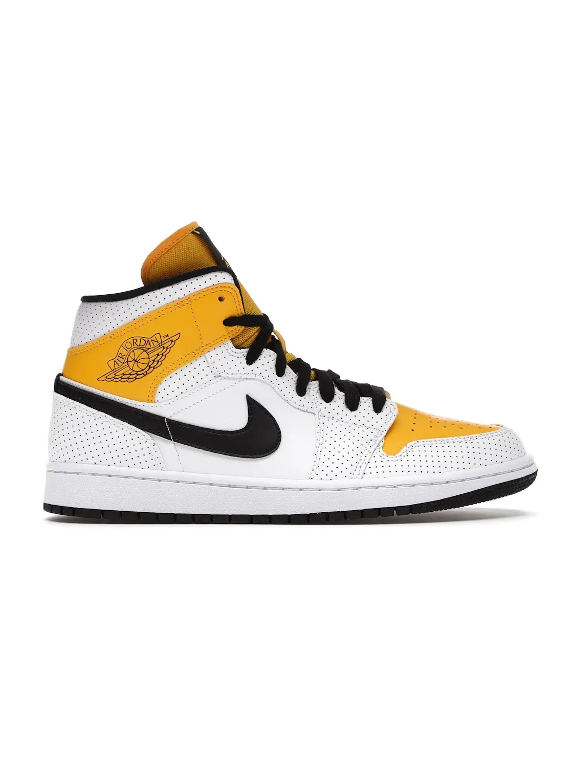 Женские кроссовки с перфорированной кожей Jordan 1 Mid Jordan — изображение 1 из 4, белый/белый-оранжевый