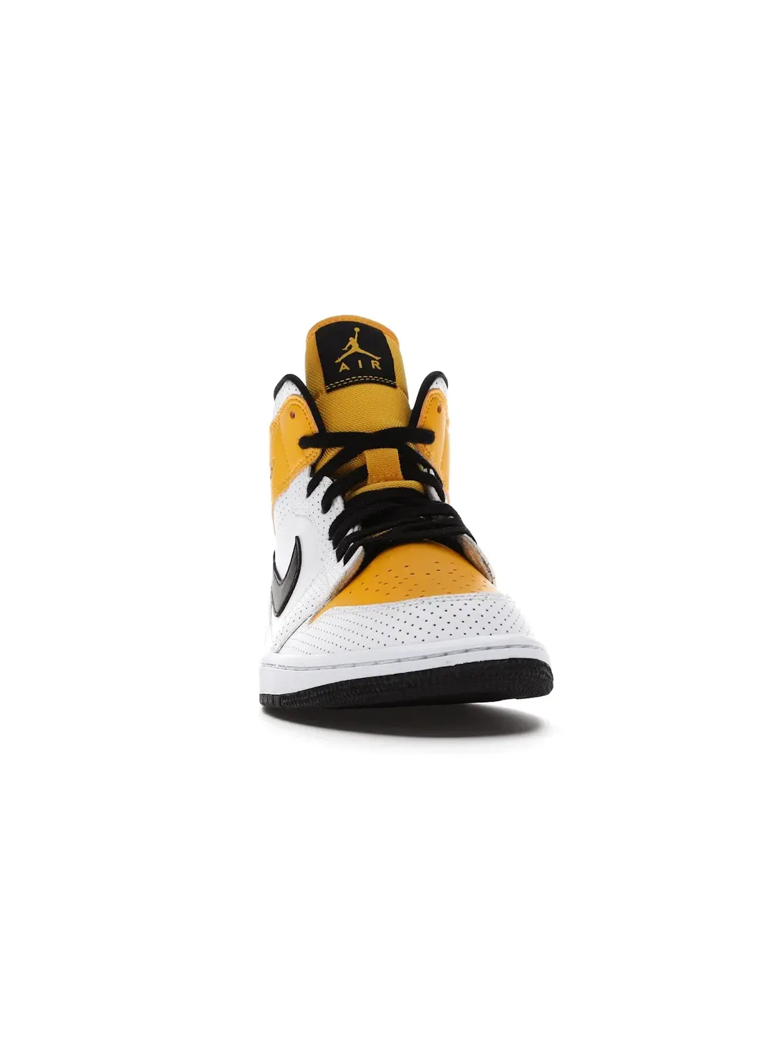 Женские кроссовки с перфорированной кожей Jordan 1 Mid Jordan — изображение 2 из 4, белый/белый-оранжевый