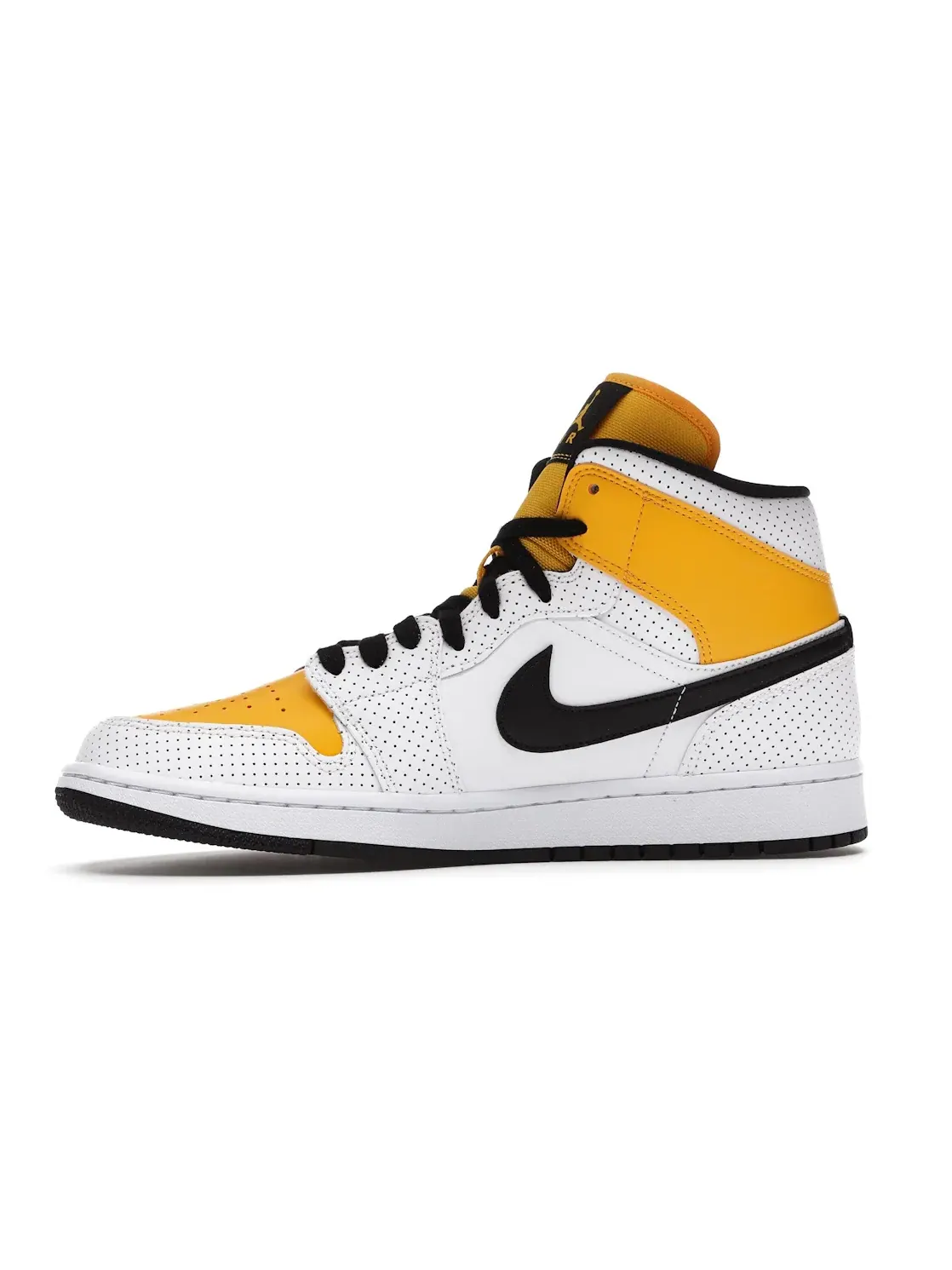 Женские кроссовки с перфорированной кожей Jordan 1 Mid Jordan — изображение 3 из 4, белый/белый-оранжевый