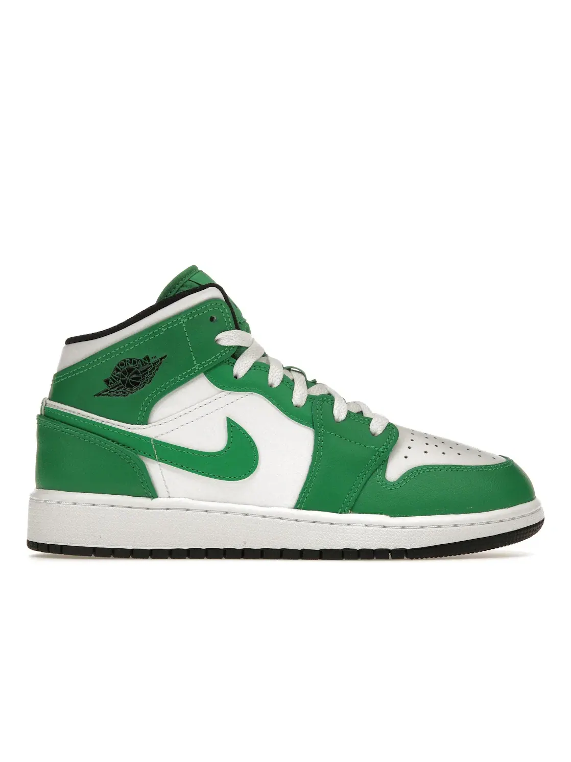 Детские кроссовки с перфорированным носком Jordan 1 Mid Lucky Green Jordan — изображение 1 из 4, зеленый/черный/белый
