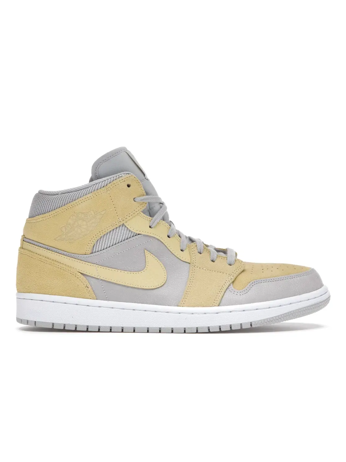 Мужские кроссовки из премиальной кожи Mixed Textures Jordan 1 Mid — изображение 1 из 2, серый/желтый
