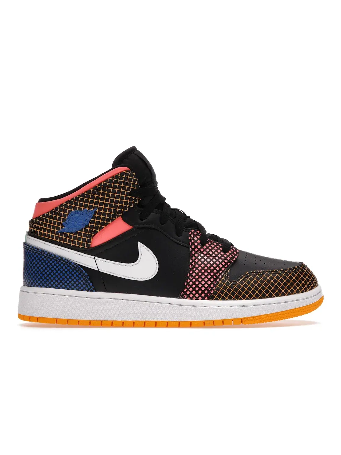 Детские кроссовки с многоцветным сетчатым принтом Jordan 1 Mid — изображение 1 из 4, черный//зеленый/белый