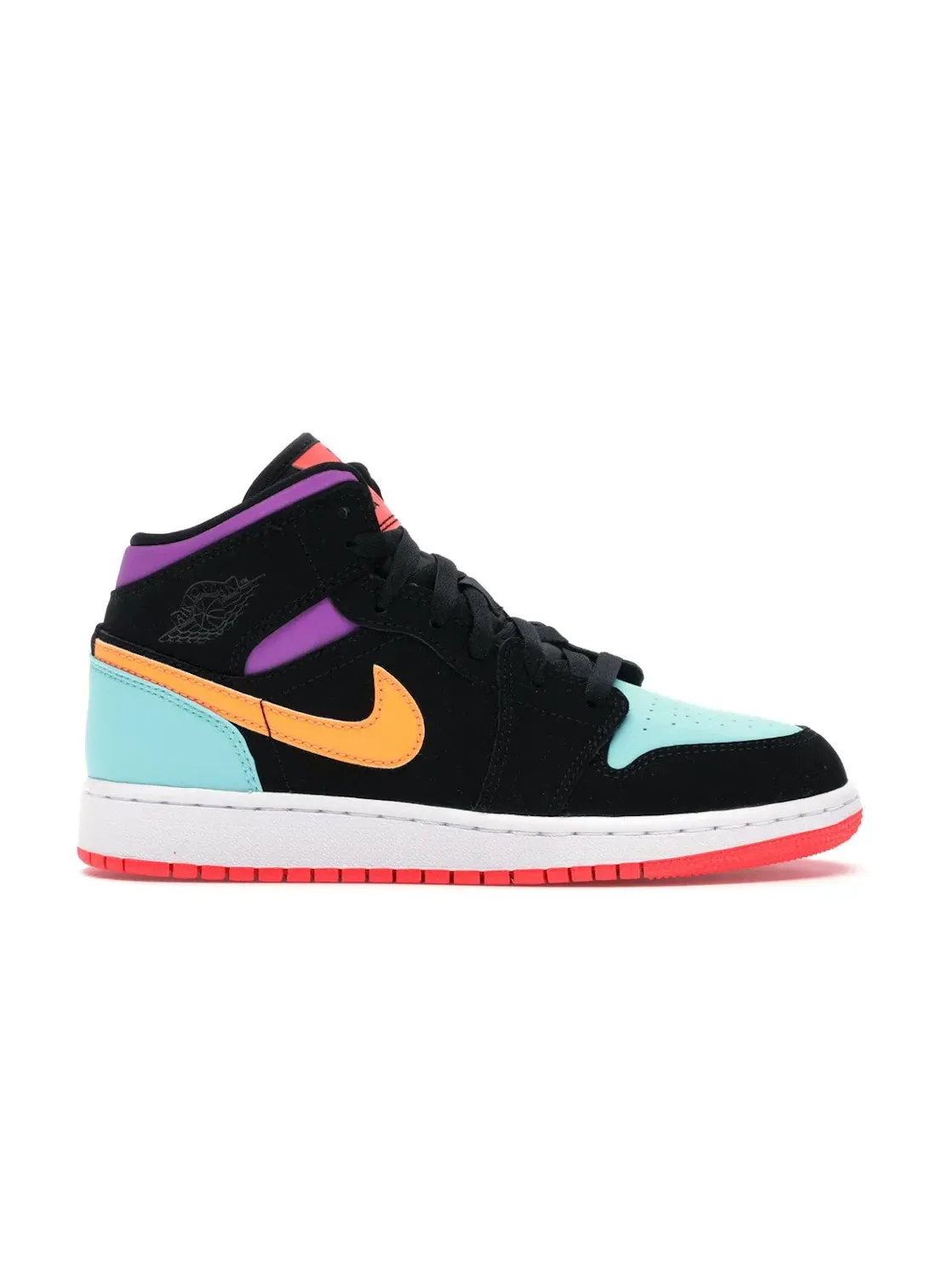 Детские кроссовки с многоцветным трикотажем Jordan 1 Mid — изображение 1 из 4, черный/мульти