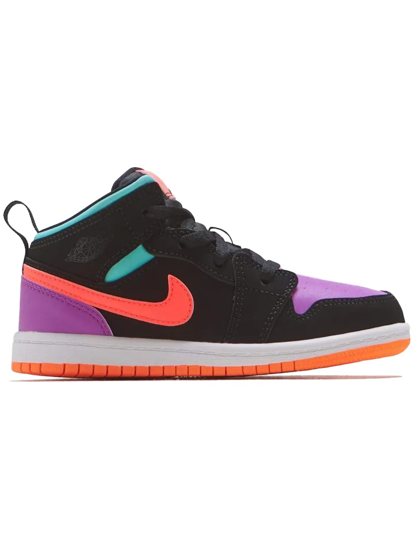 Детские кроссовки с высоким берцем Jordan 1 Mid Multi-Color Jordan — изображение 1 из 1, черный/оранжевый-зеленый