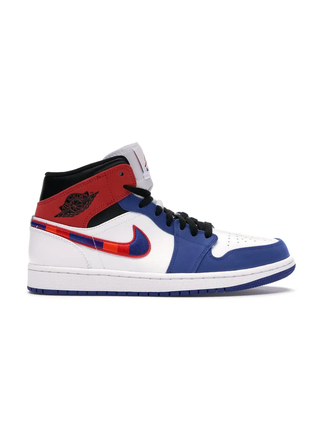 Мужские кроссовки с принтом Jordan 1 Mid Multi-Color Swoosh Jordan — изображение 1 из 4, белый/-красный-черный