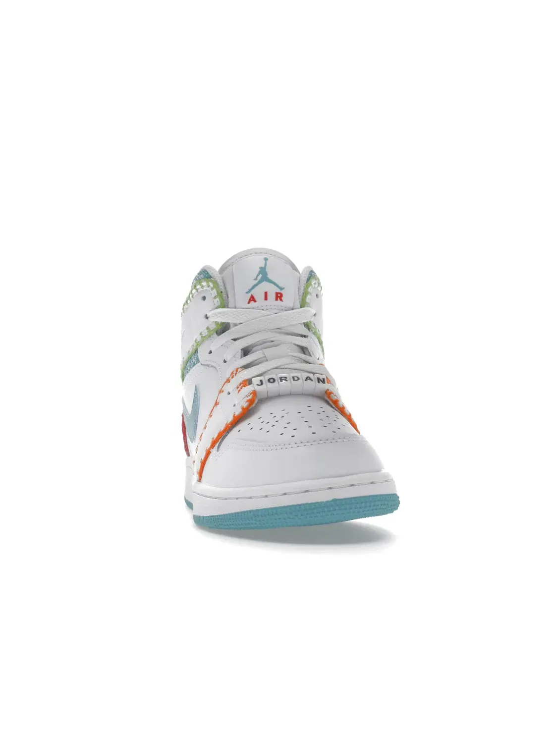 Детские кроссовки с многоцветным вязаным верхом Jordan 1 Mid Jordan — изображение 2 из 4, белый//розовый/оранжевый