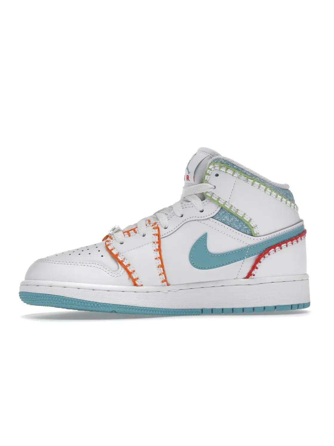 Детские кроссовки с многоцветным вязаным верхом Jordan 1 Mid Jordan — изображение 3 из 4, белый//розовый/оранжевый