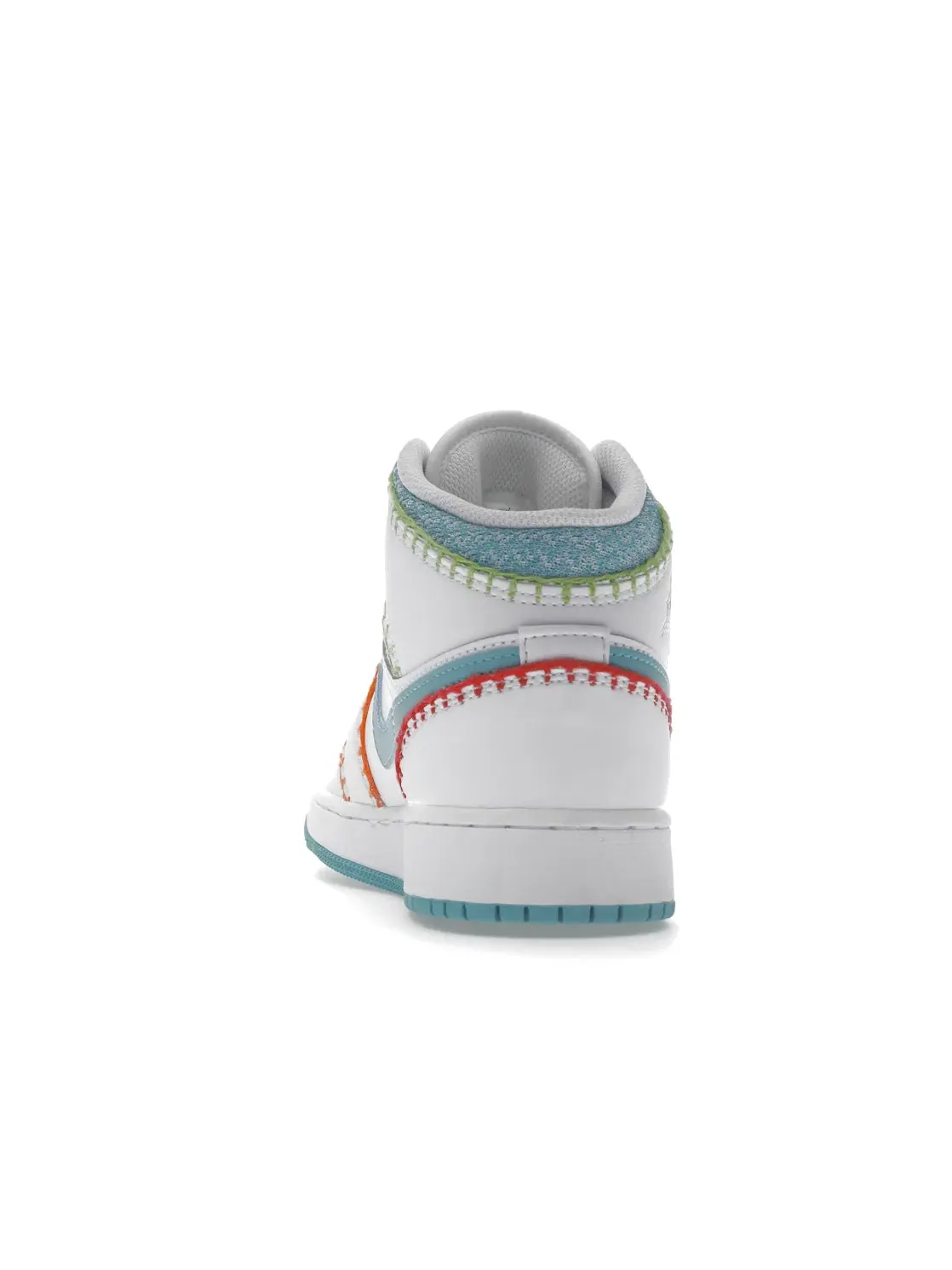 Детские кроссовки с многоцветным вязаным верхом Jordan 1 Mid Jordan — изображение 4 из 4, белый//розовый/оранжевый