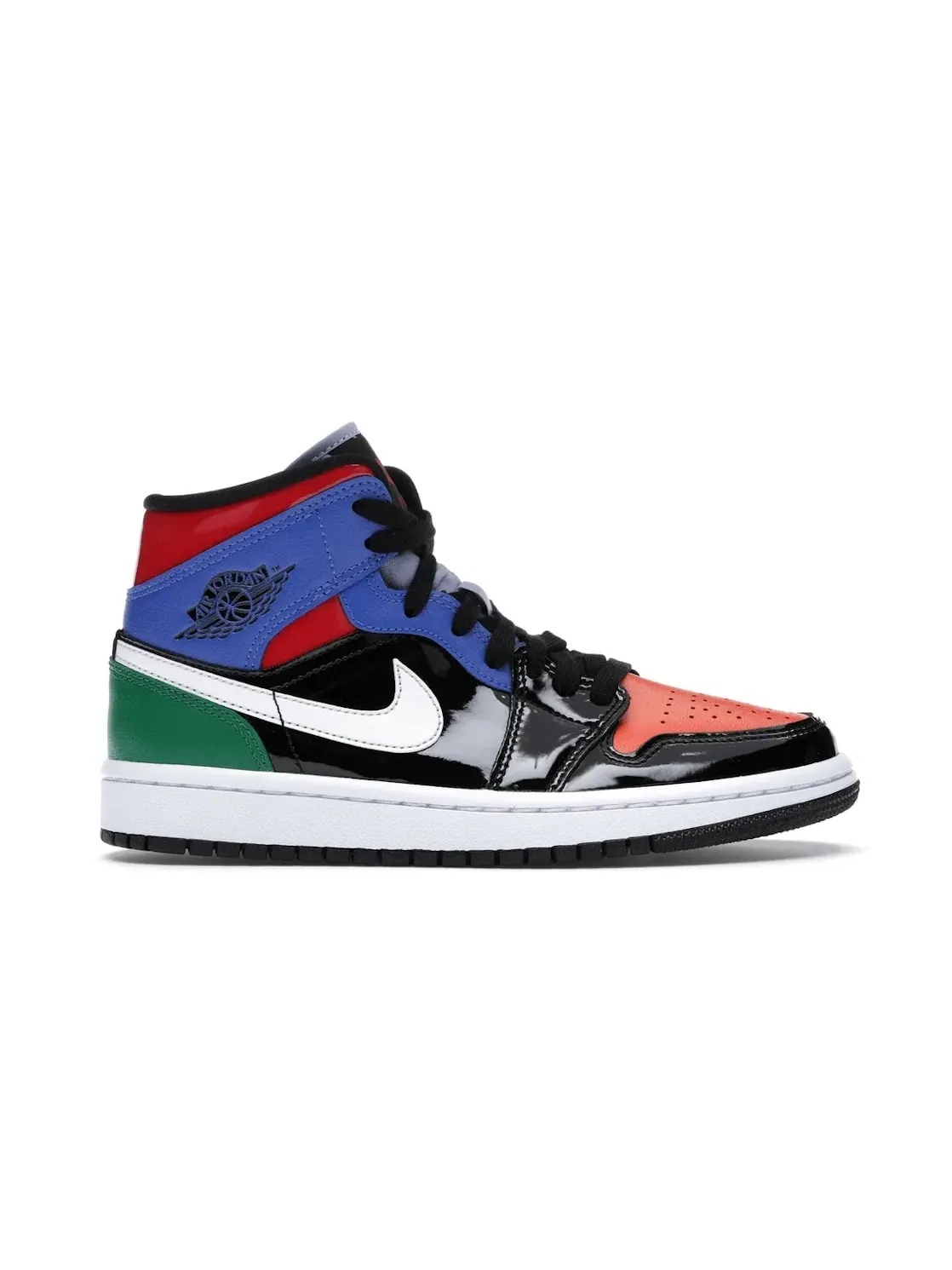 Женские кроссовки с многоцветным патентованным покрытием Jordan 1 Mid — изображение 1 из 4, черный/красный