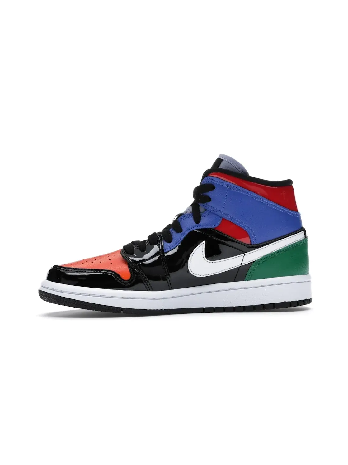 Женские кроссовки с многоцветным патентованным покрытием Jordan 1 Mid — изображение 3 из 4, черный/красный