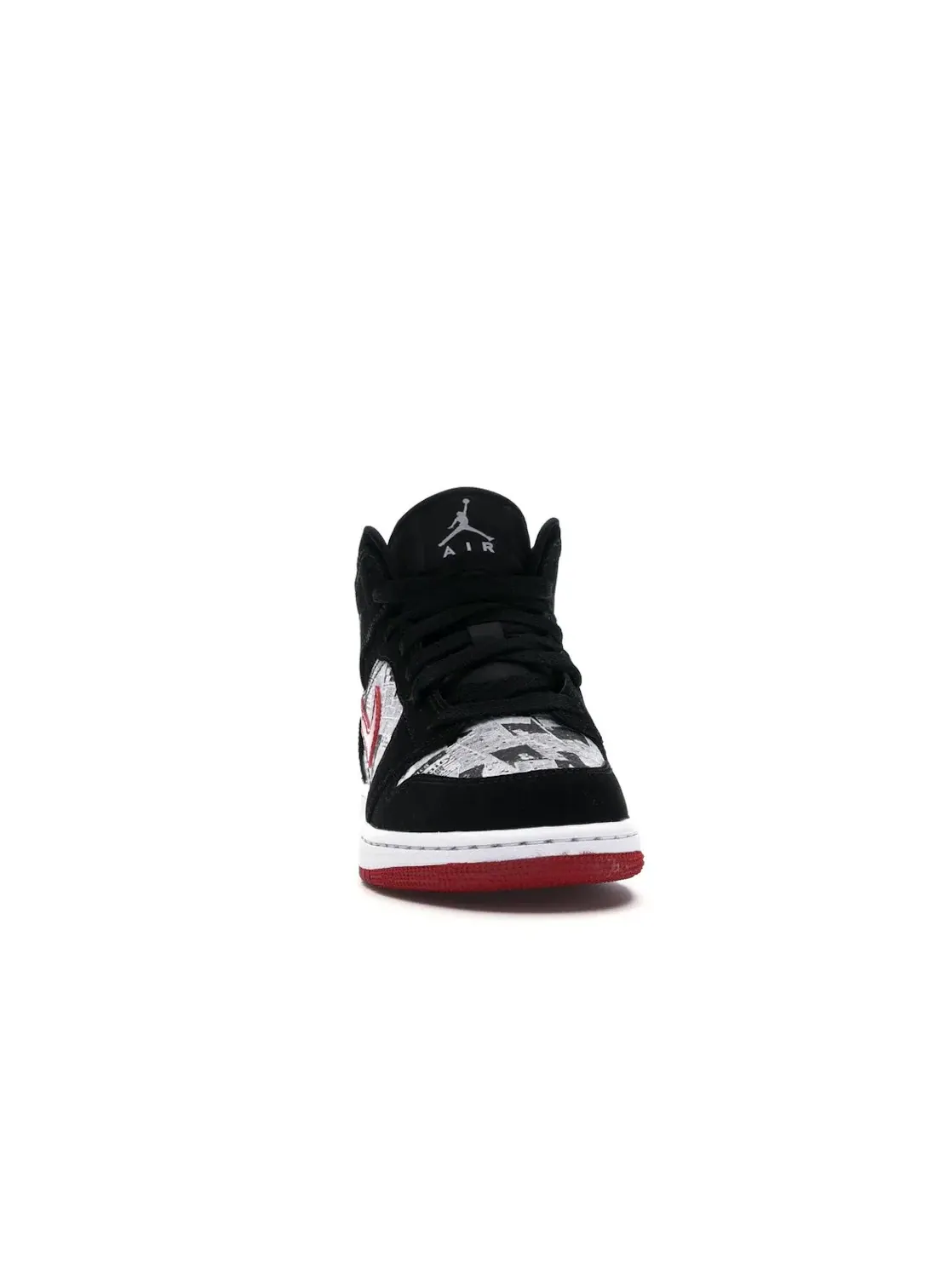 Детские кроссовки с газетным принтом Jordan 1 Mid Jordan — изображение 2 из 4, черный/красный-белый