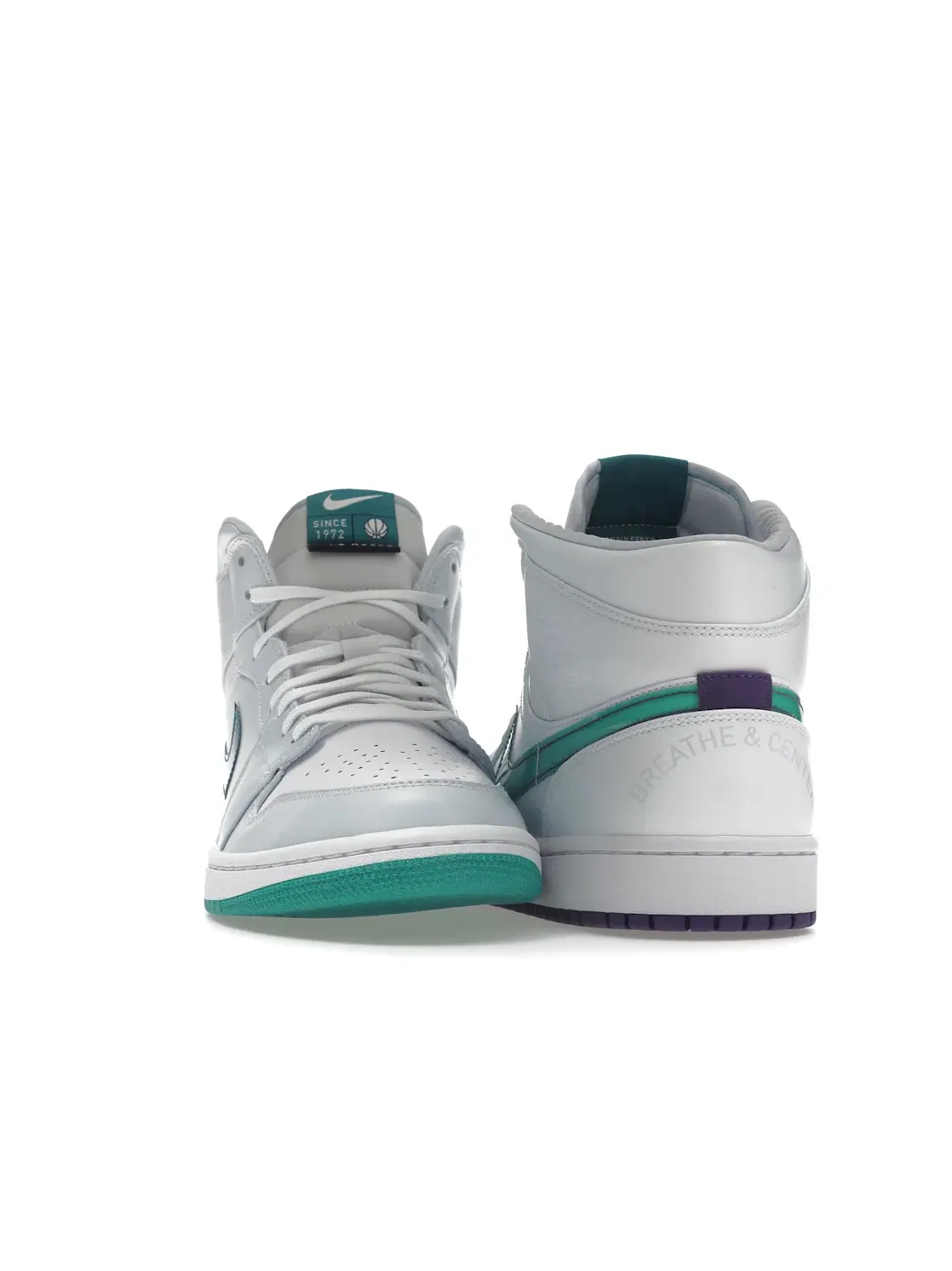 Мужские кроссовки Lifestyle Jordan 1 Mid — изображение 2 из 4, белый/зеленый-фиолетовый