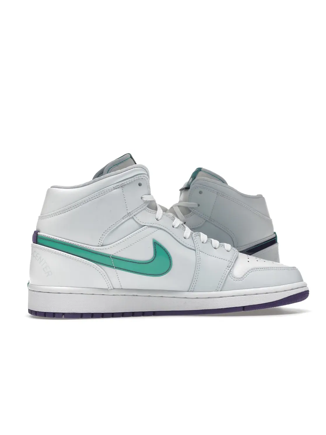 Мужские кроссовки Lifestyle Jordan 1 Mid — изображение 3 из 4, белый/зеленый-фиолетовый