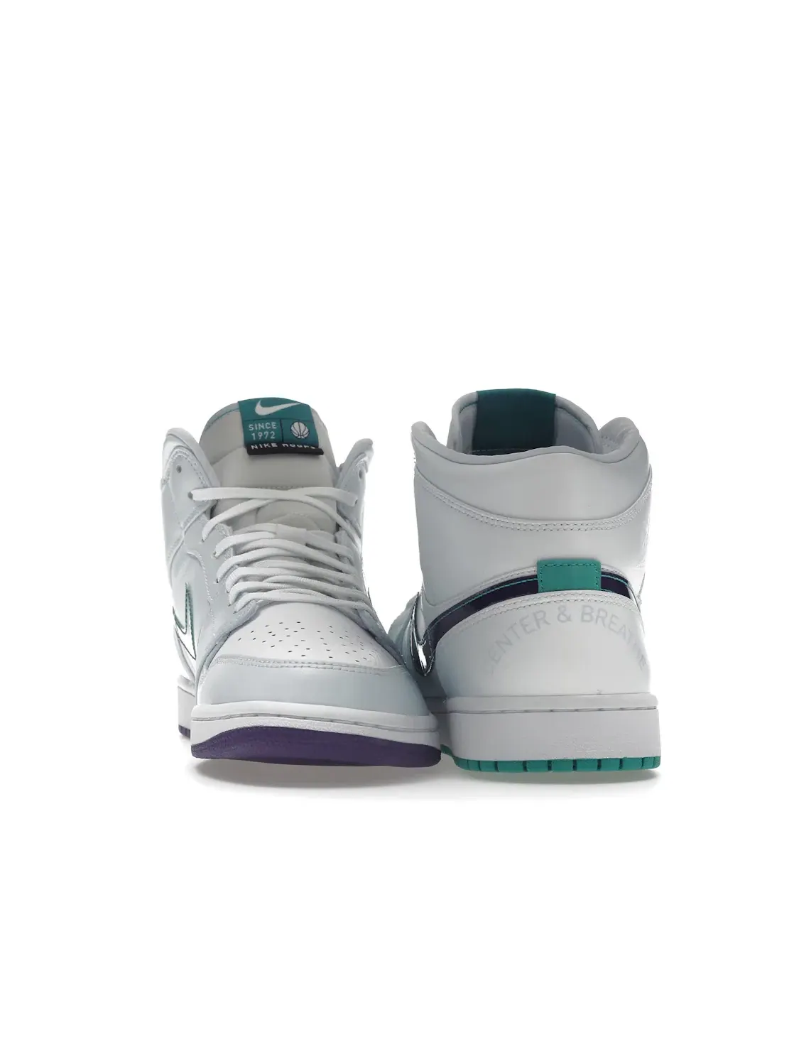 Мужские кроссовки Lifestyle Jordan 1 Mid — изображение 4 из 4, белый/зеленый-фиолетовый